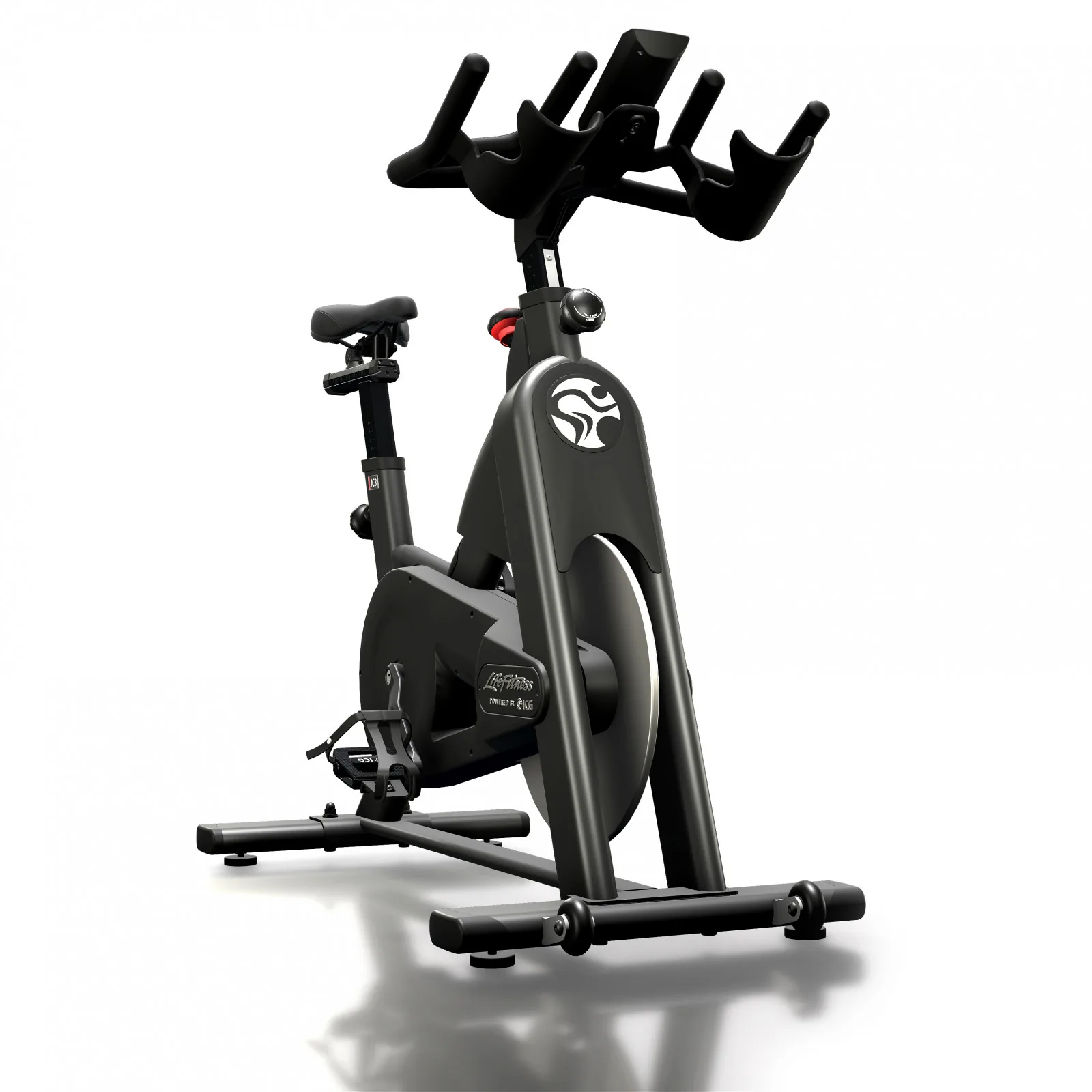 Life Fitness ICG IC3 Indoor Cycle in Schwarz, Ansicht von schräg vorne