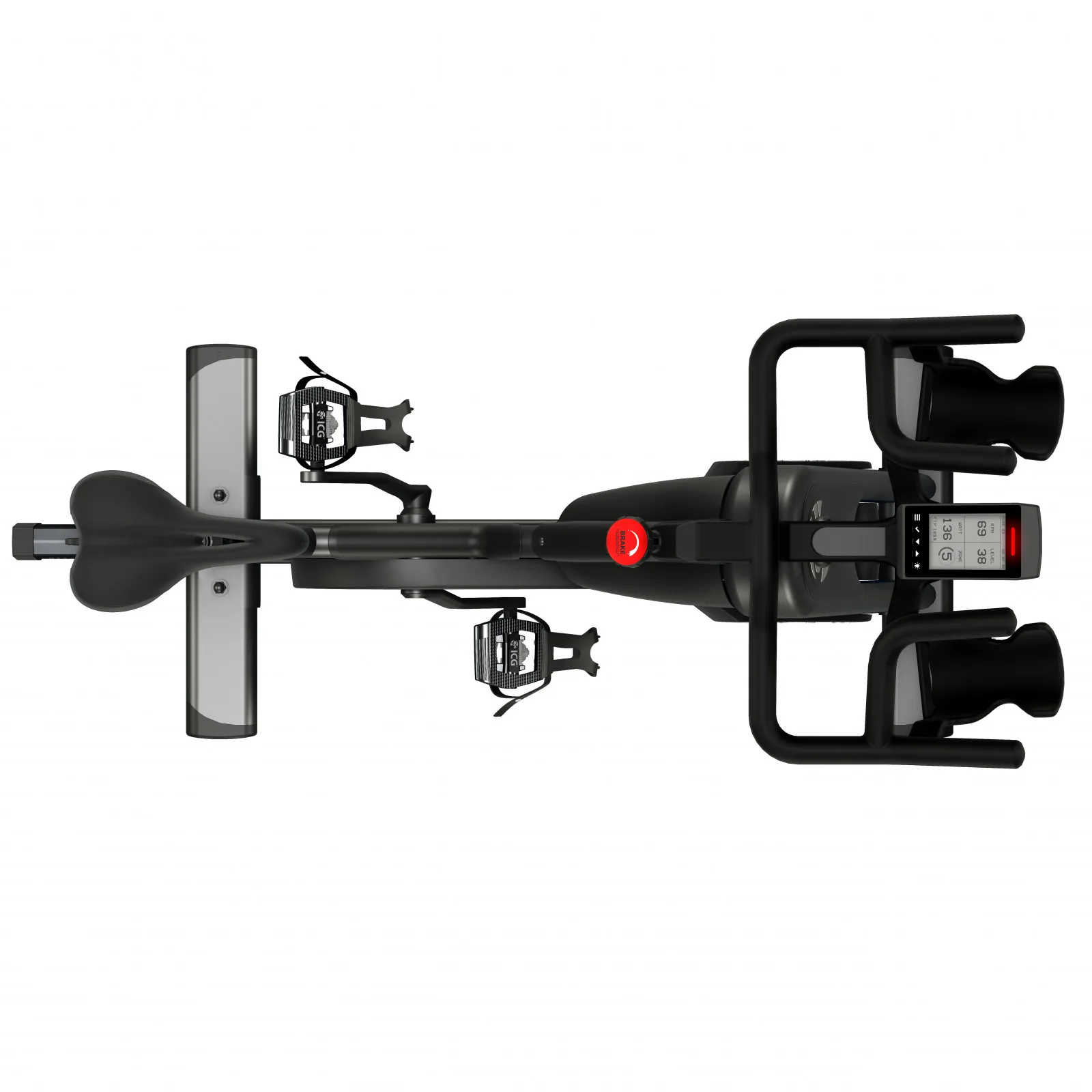Life Fitness ICG IC3 Indoor Cycle, Draufsicht mit Pedalen und Sattel