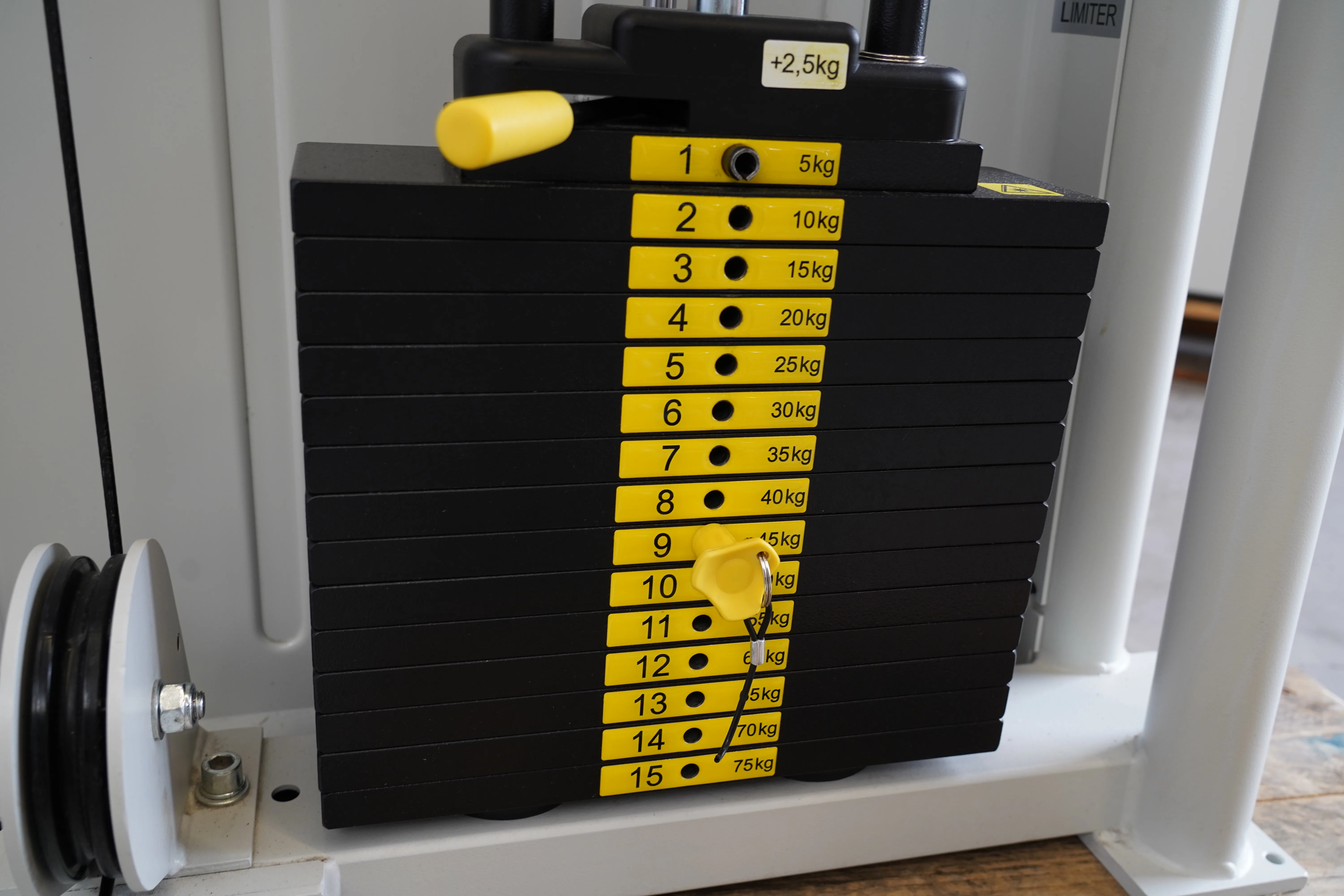 Gewichtsstapel mit Kilogramm-Markierungen 5 bis 75 kg am Ergo-Fit 4100S Gerätepark