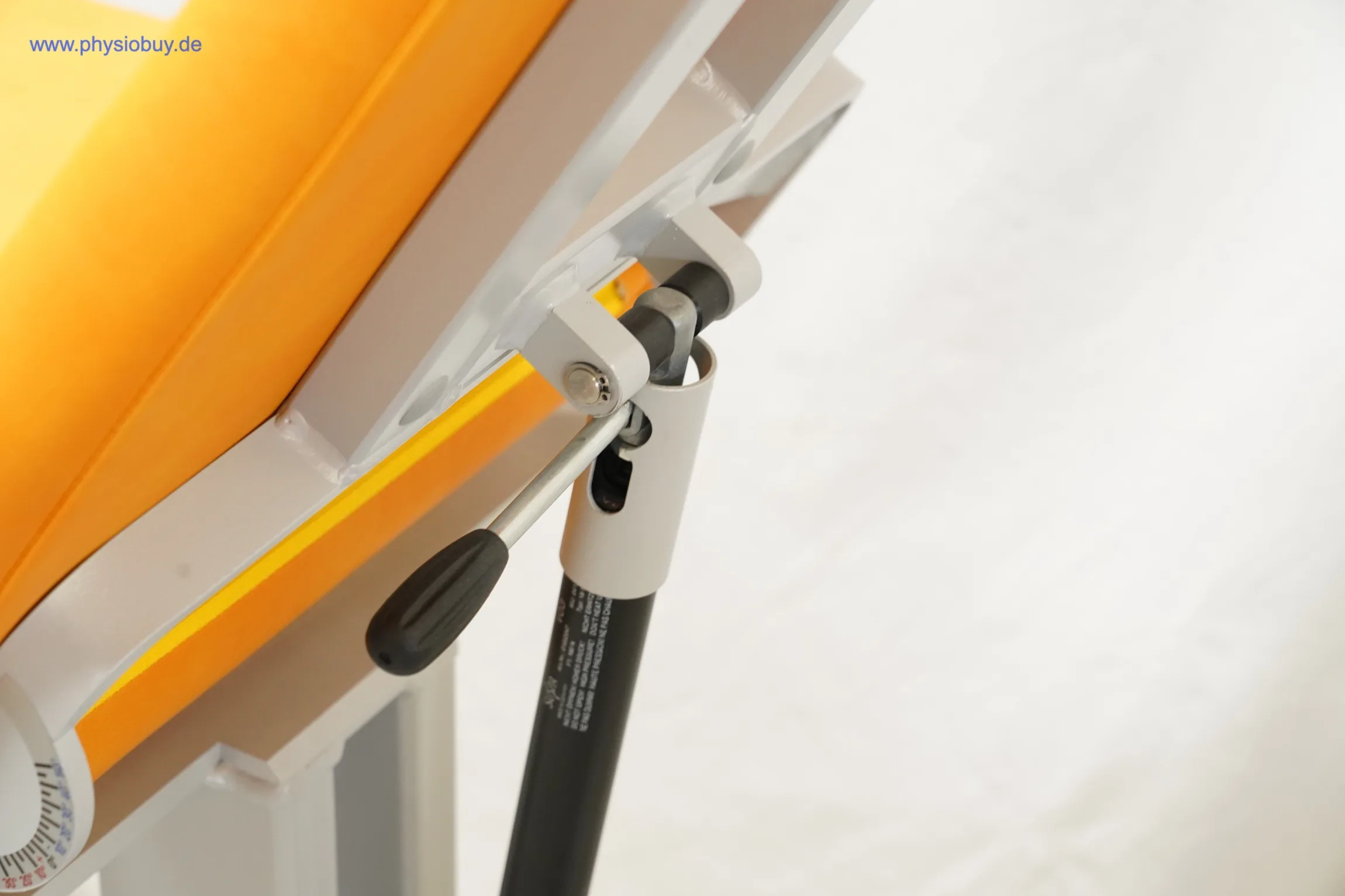 Verstellmechanik mit Feststellhebel des FREI Winkeltischs, Detailansicht