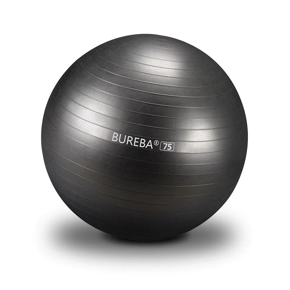 Gymnastikball Bureba 75 cm in Anthrazit mit Aufdruck „Bureba 75“