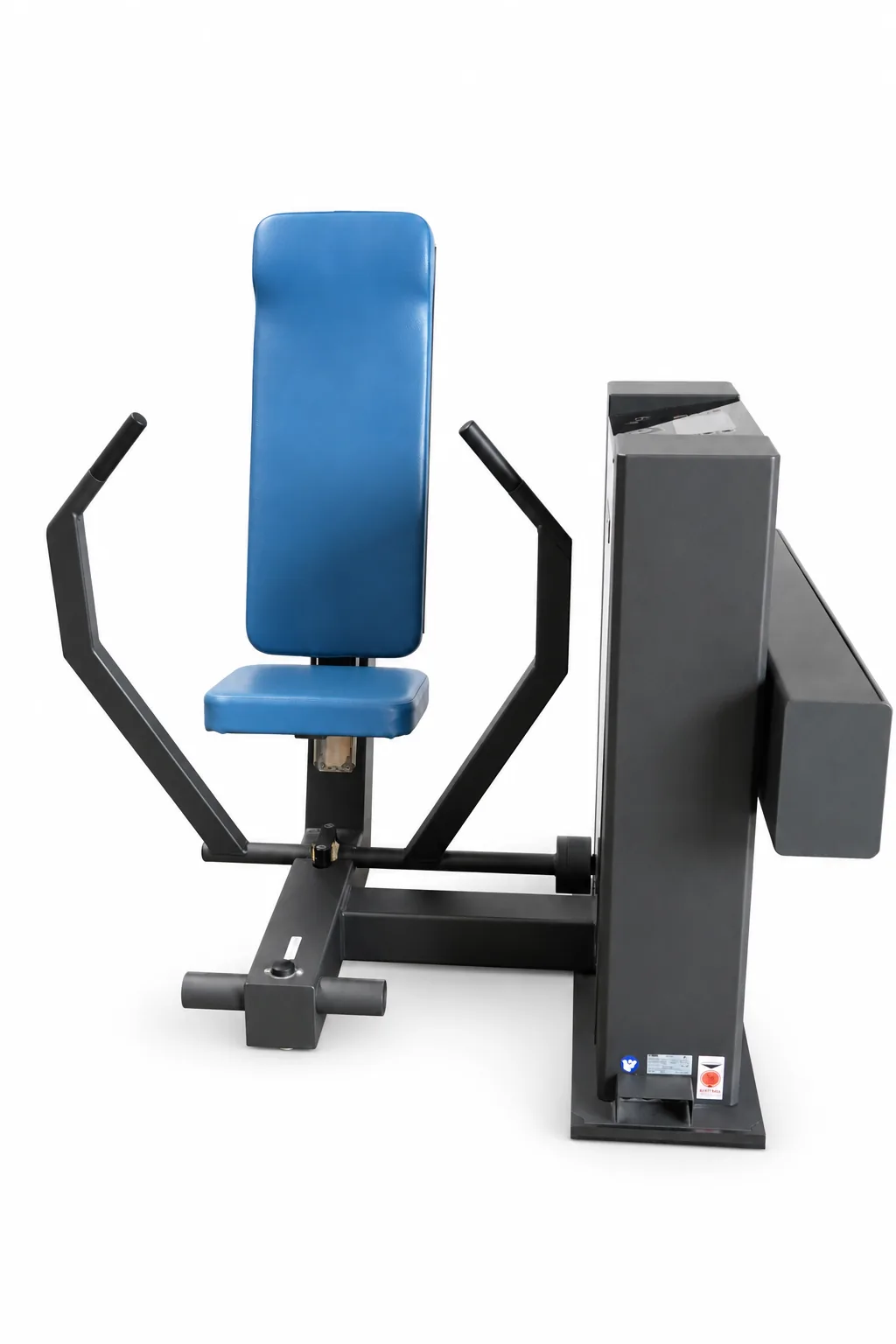 Horizontal-Press-Station des Schnell Synchro MED-Zirkels mit blauem Sitz, Seitenansicht