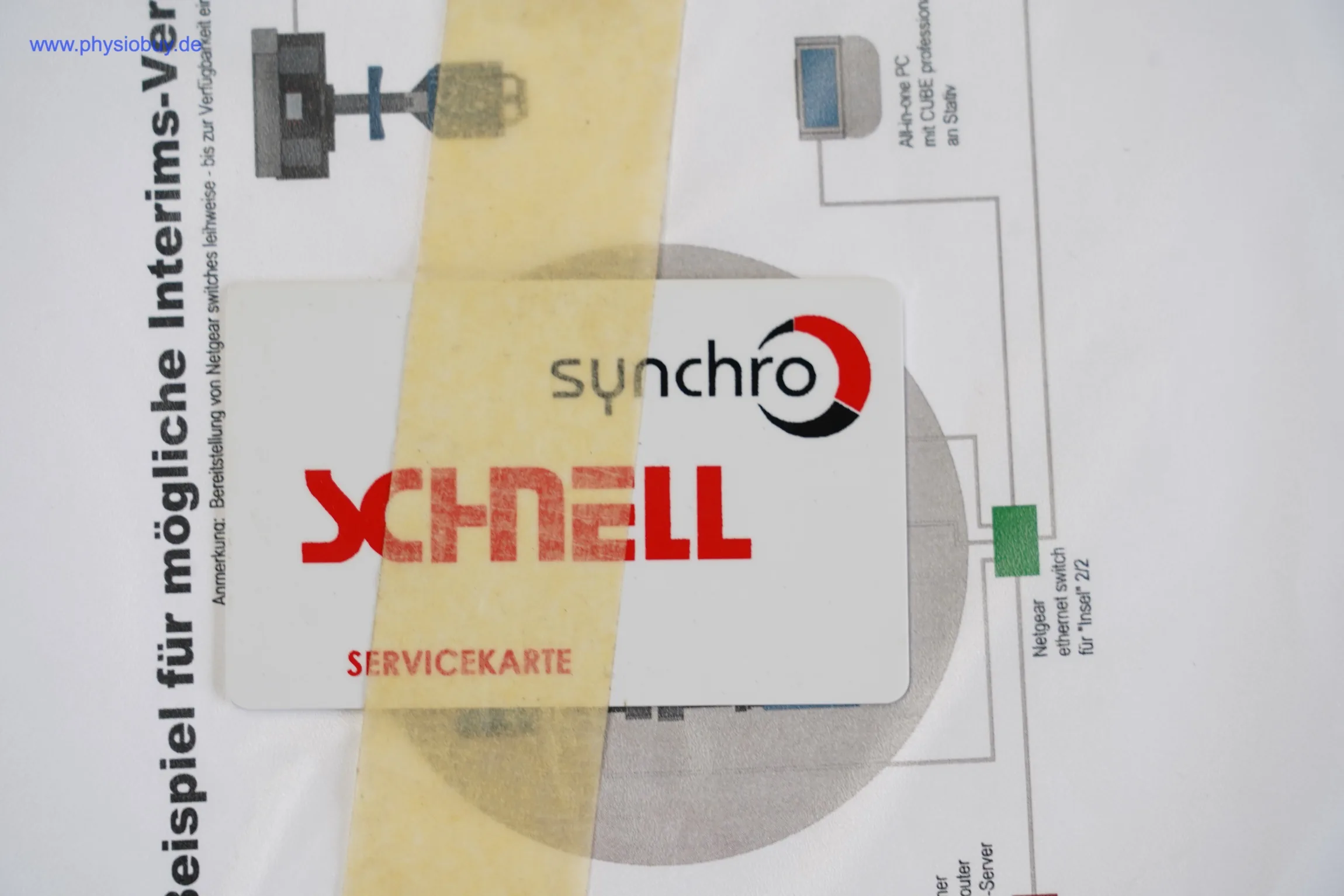Servicekarte des Schnell Synchro MED-Systems auf einer Anleitungsseite