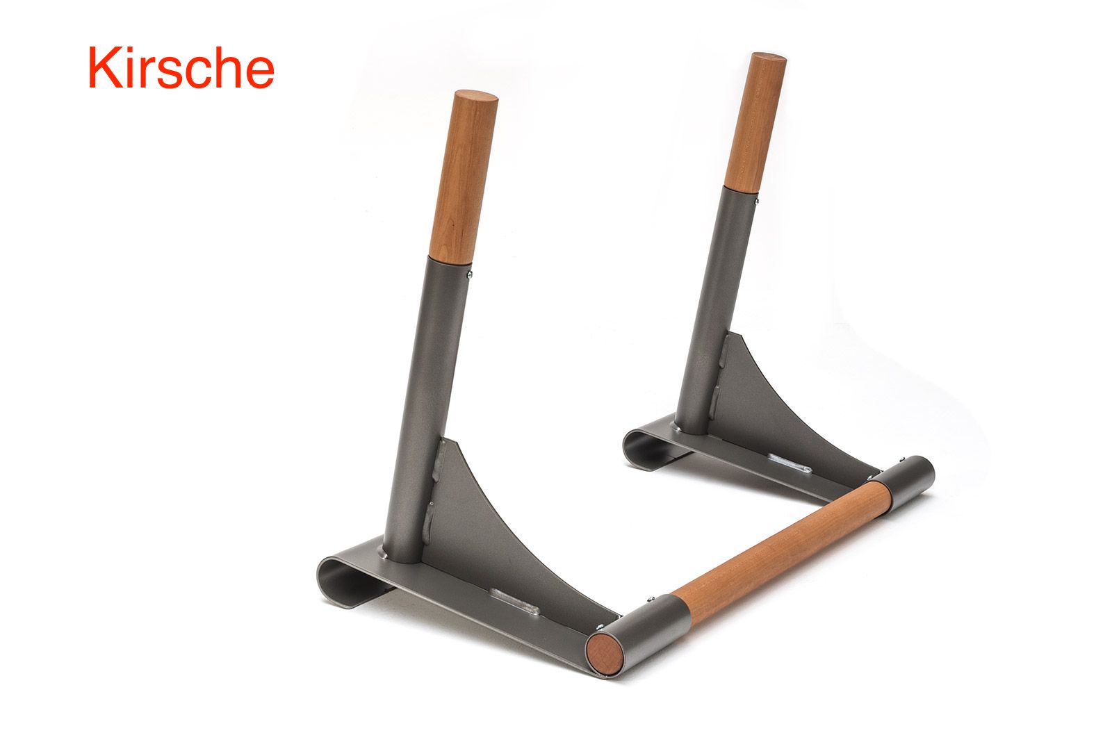NOHrD WallBars Multi-Adapter in Kirsche, freistehendes Gestell mit Holzgriffen
