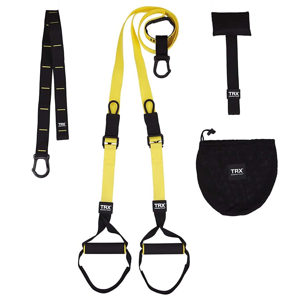 TRX Burn Suspension Trainer mit gelben Griffbändern, Türanker und Tasche