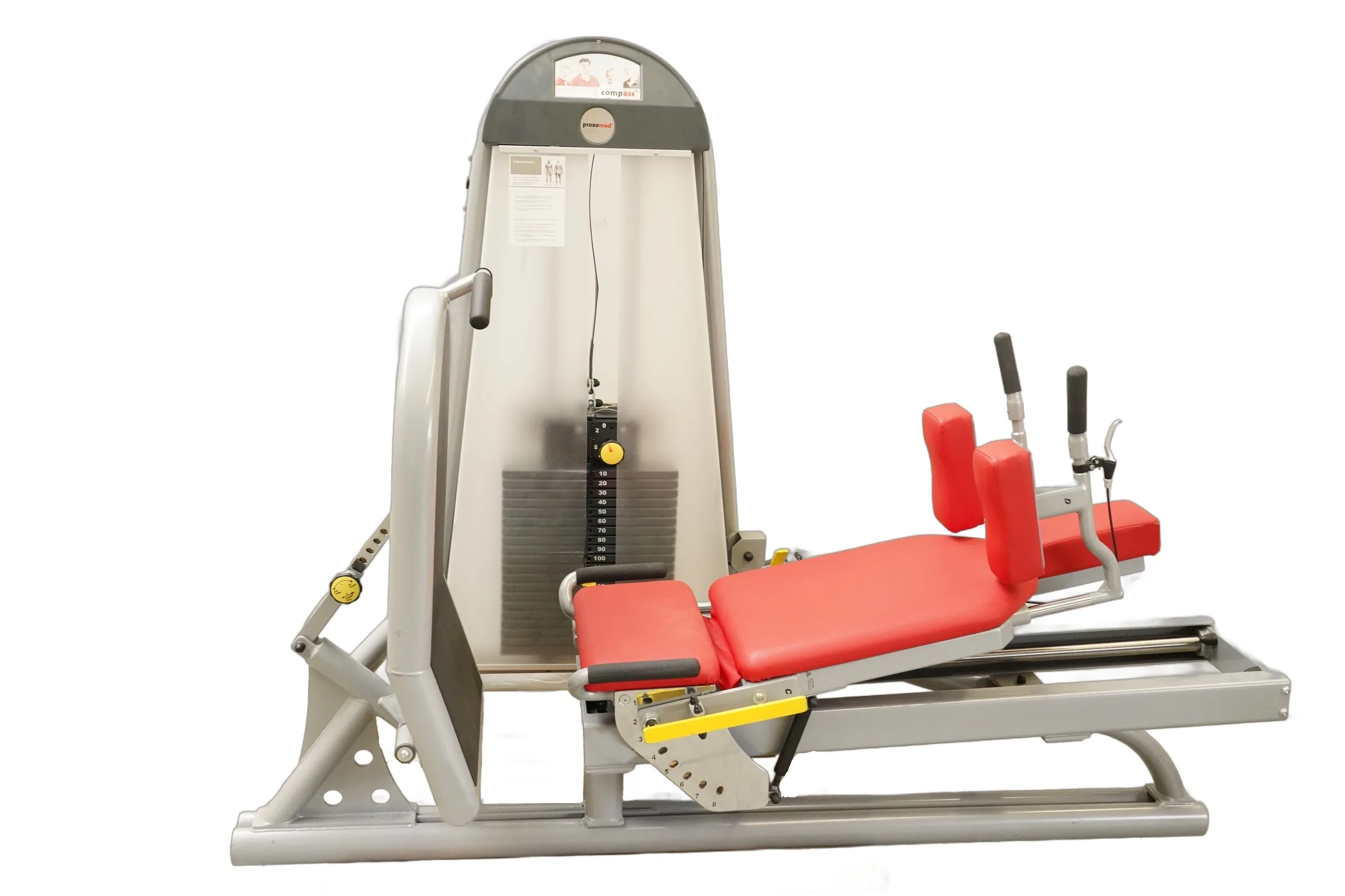 Proxomed Funktionsstemme Beinpresse mit rotem Polster, sitzend/liegend nutzbar