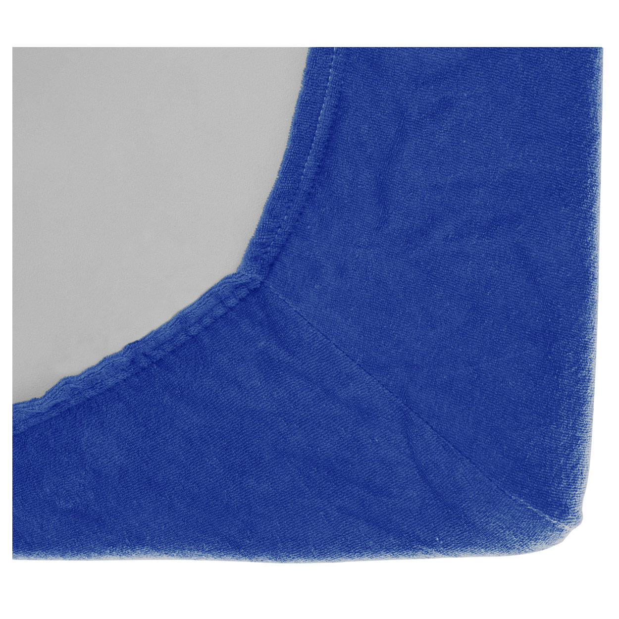Eckennaht des blauen Massagenliegenbezugs, Nahaufnahme