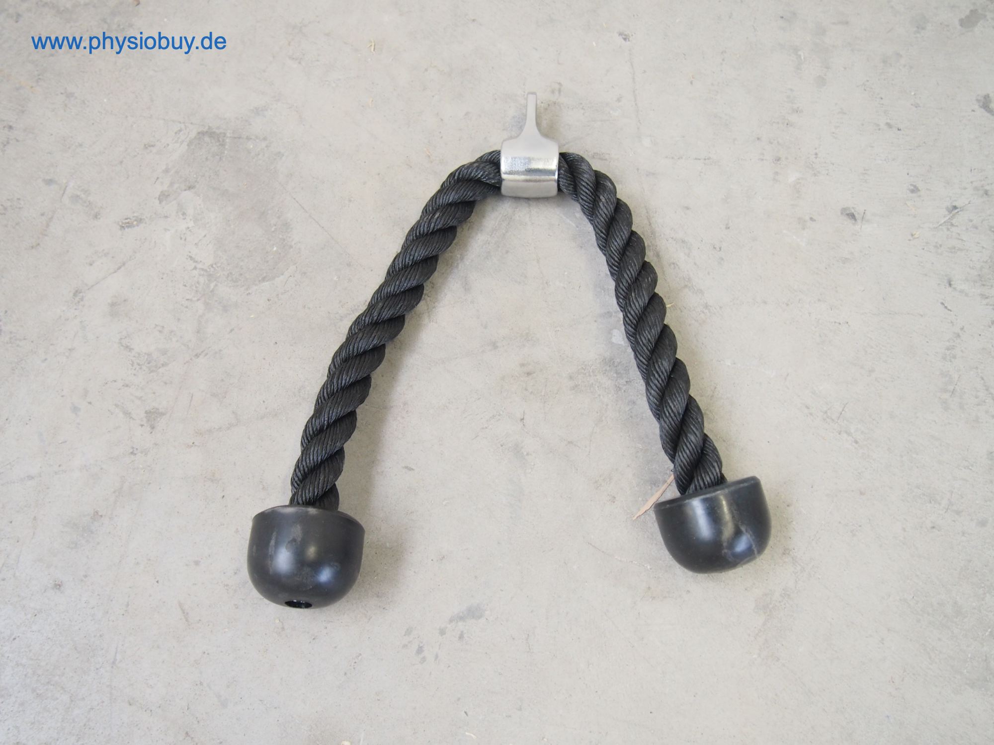 Tricepsseil aus schwarzem Tau mit Metallhaken
