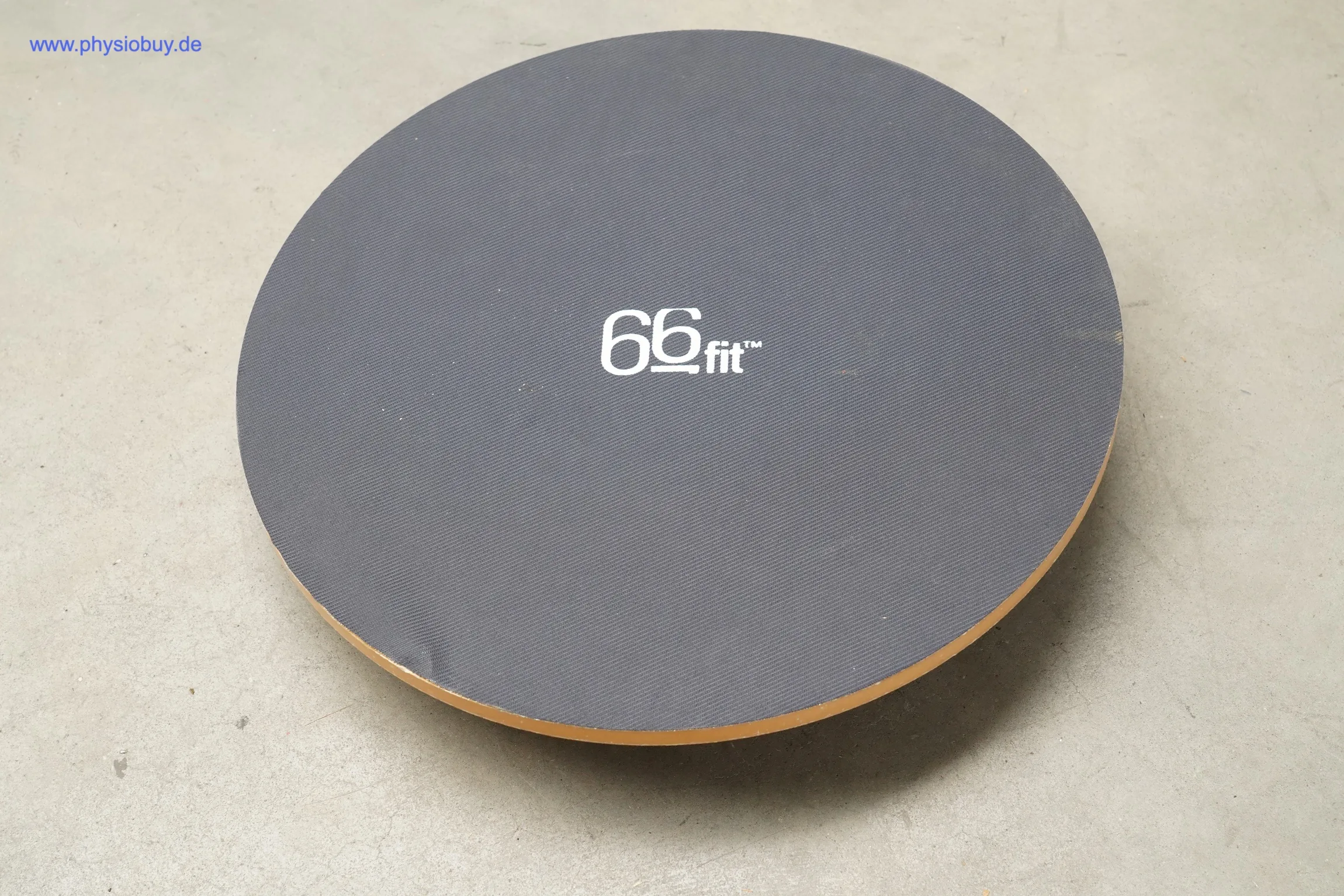 Rundes Balance-Board der Marke 66fit mit grauer Oberfläche
