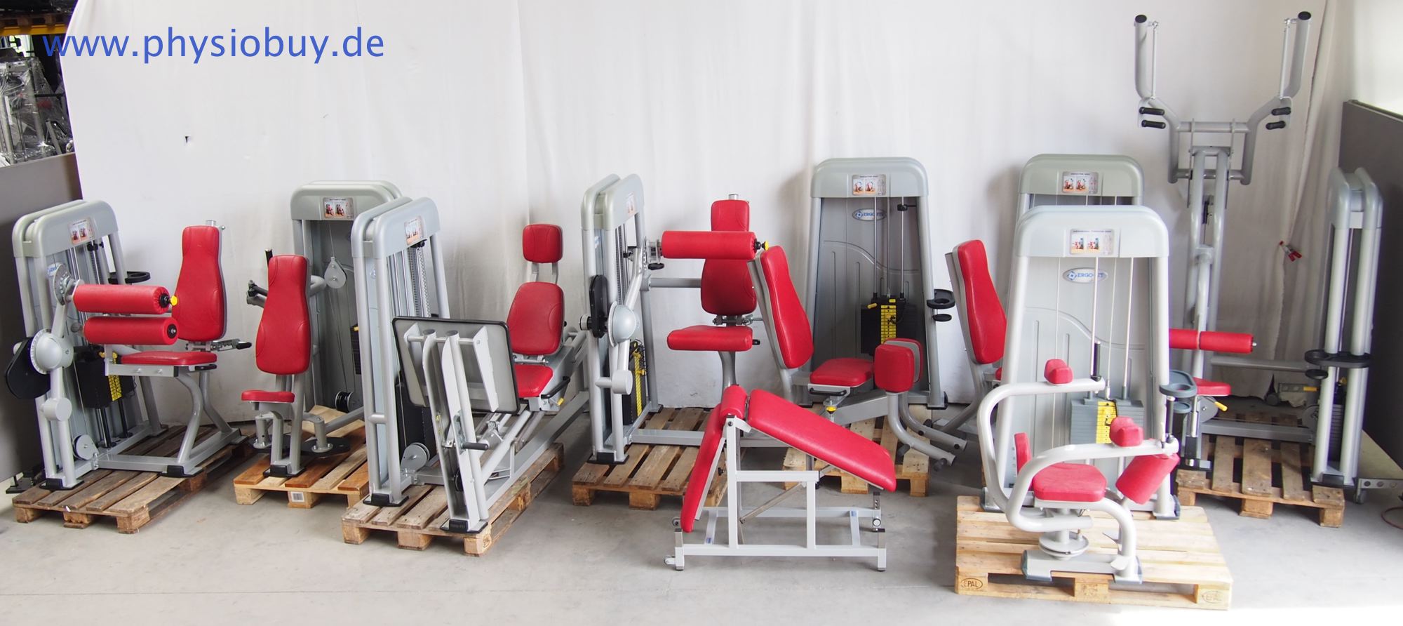 Ergo-Fit Gerätepark 4000er-Serie mit mehreren Trainingsgeräten in Reihe