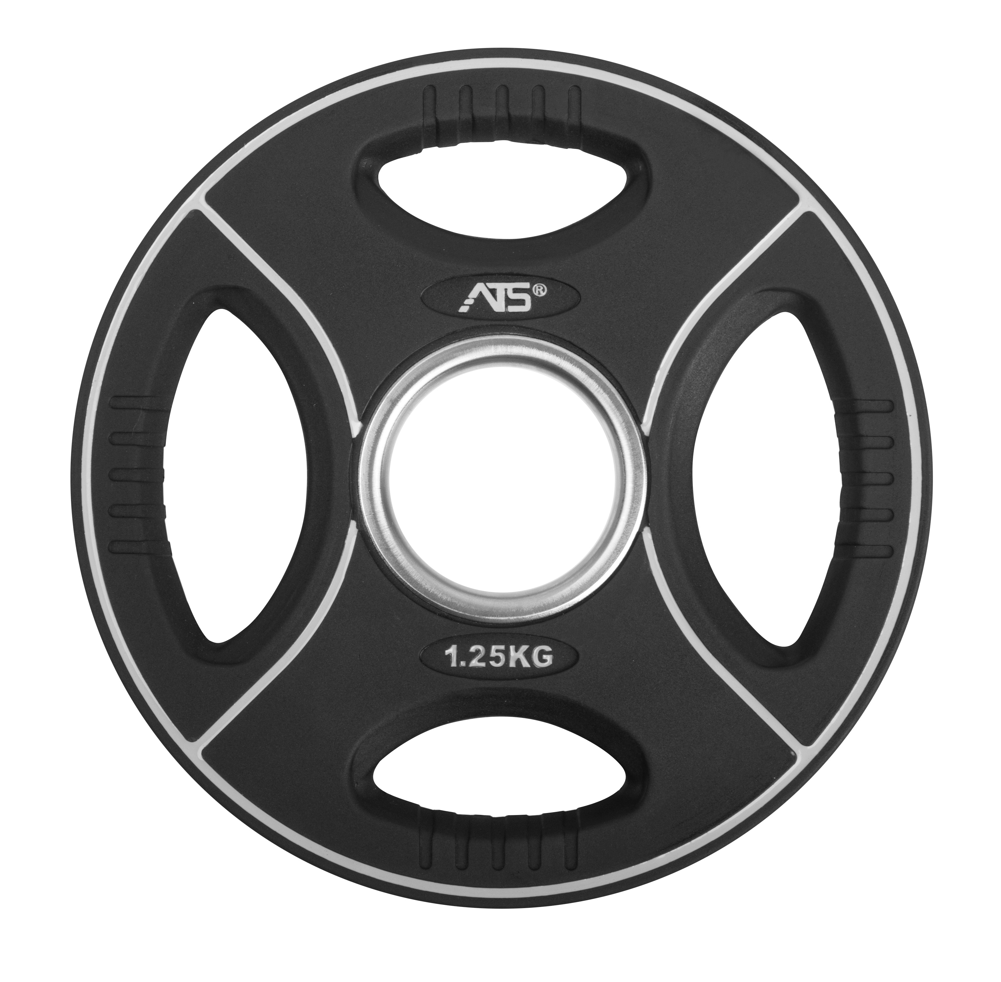 ATS Premium Polyurethan-Hantelscheibe 1,25 kg, schwarz mit vier Griffmulden