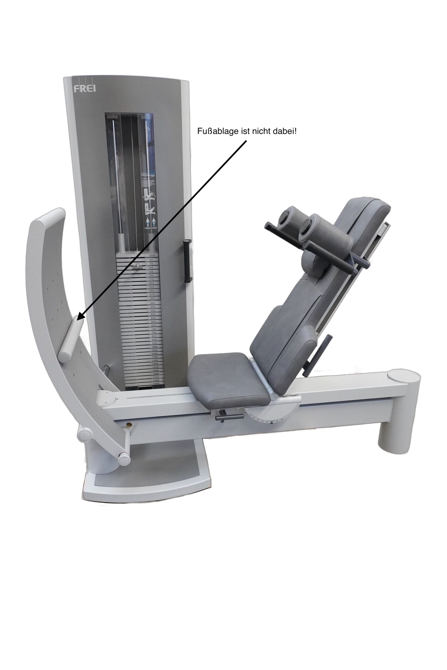 FREI Genius ECO Funktionsstemme mit grauem Sitzpolster, Seitenansicht
