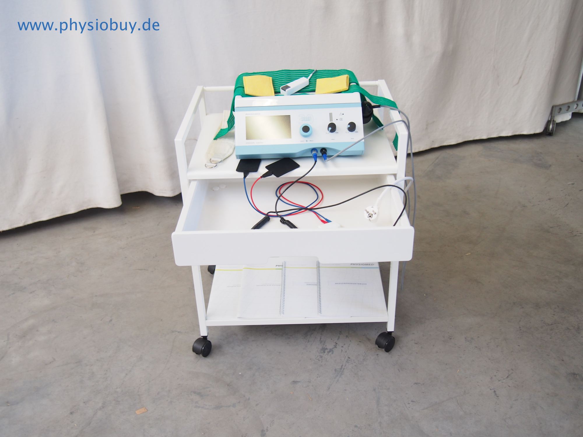 Physiomed Ionoson Jubilee Kombinationsgerät auf Rollwagen mit Elektroden, neuwertig