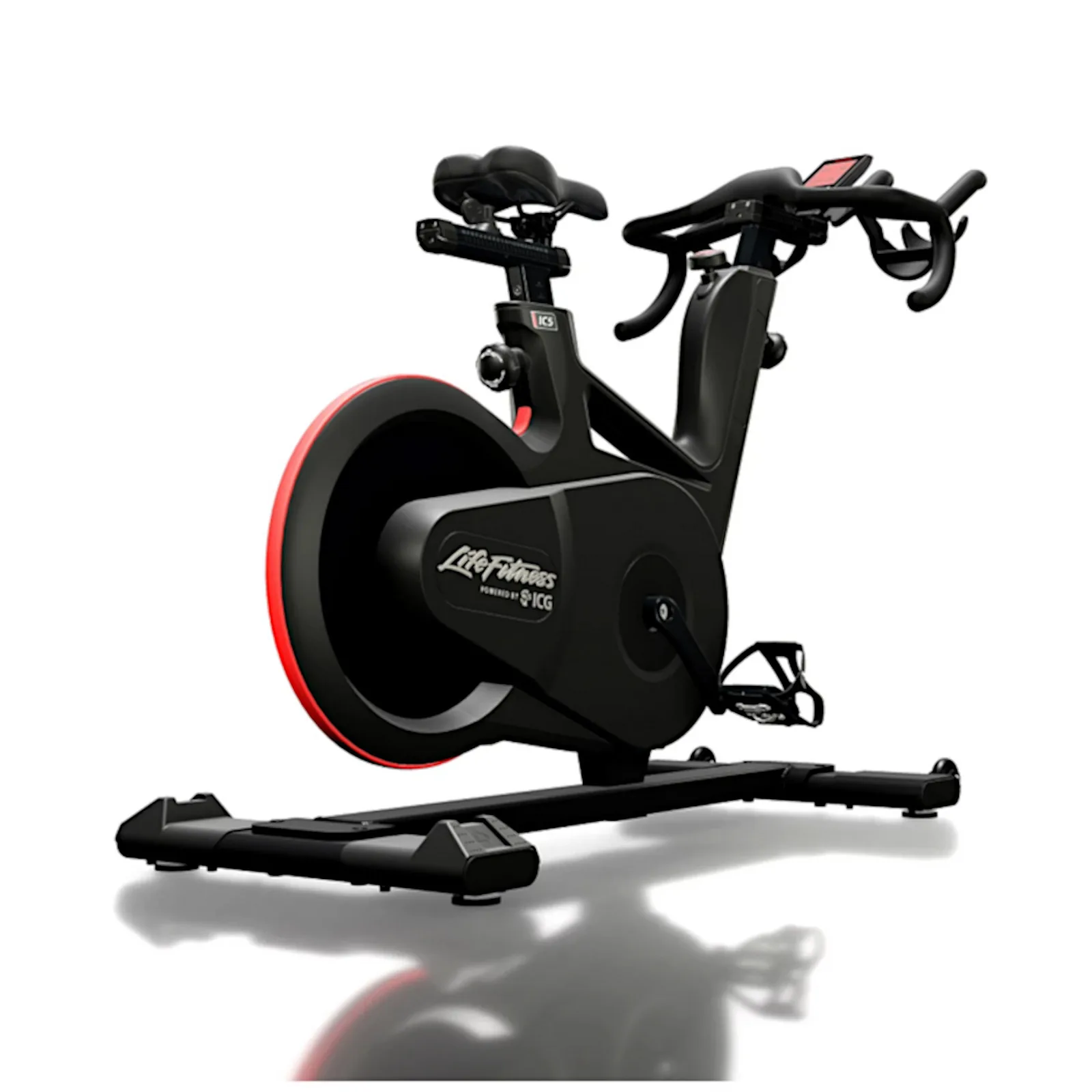 Life Fitness Indoor Cycle IC5 in Schwarz-Rot, Seitenansicht