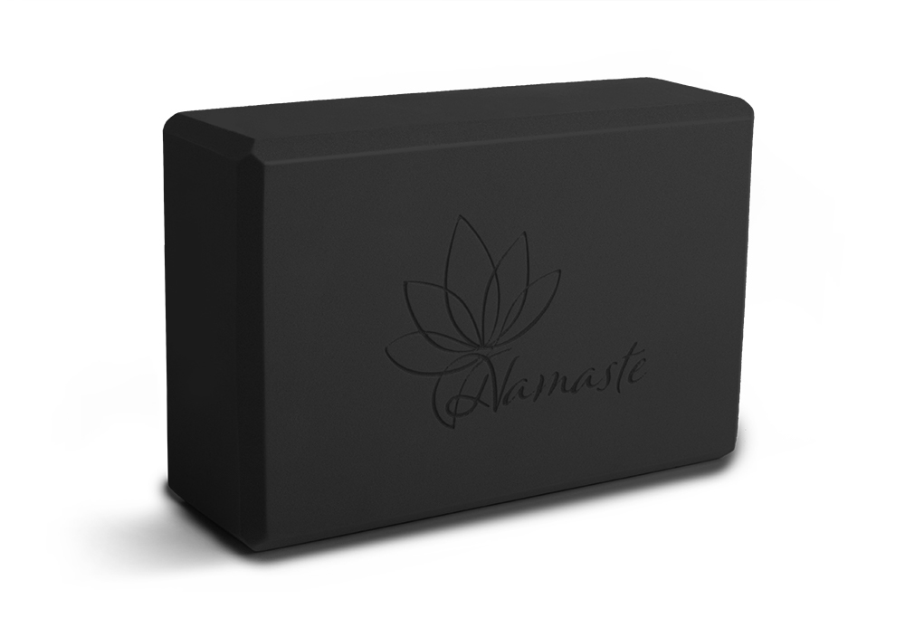 Schwarzer Trendy YogaBlock aus Schaumstoff mit Lotus-Prägung