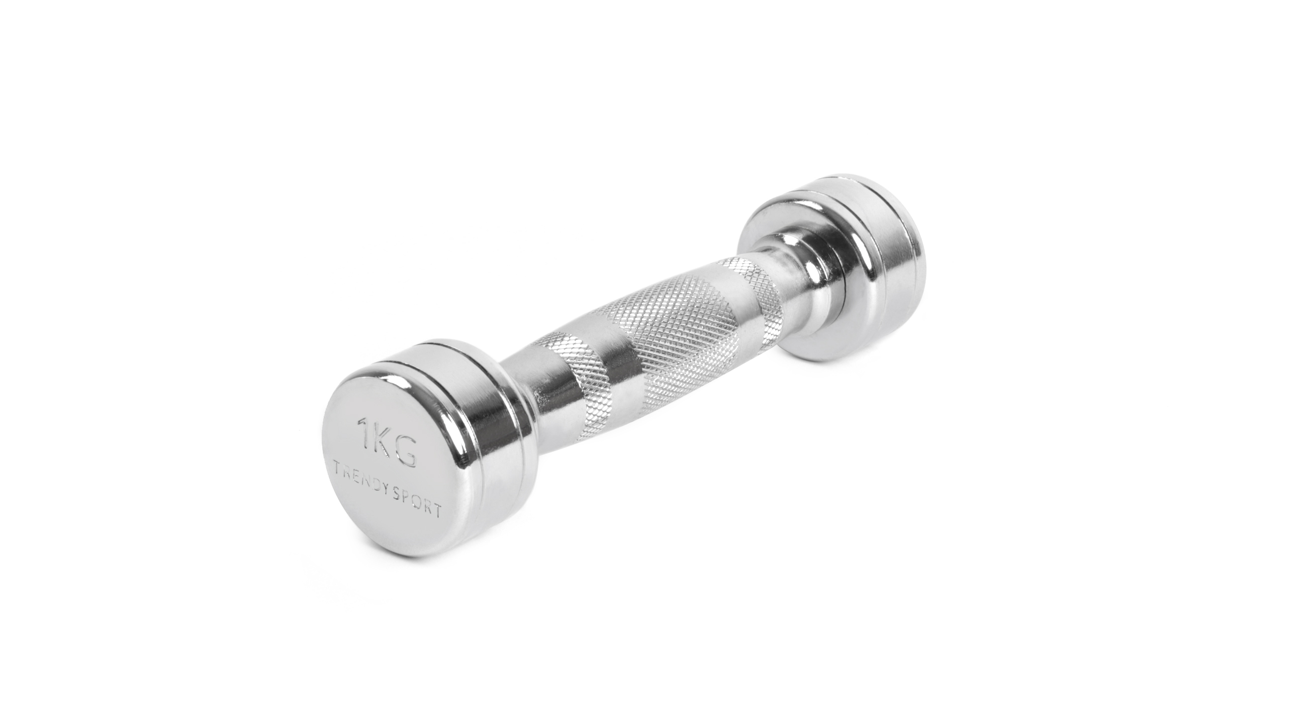 Verchromte Kurzhantel mit geriffeltem Griff, Aufdruck 1 KG