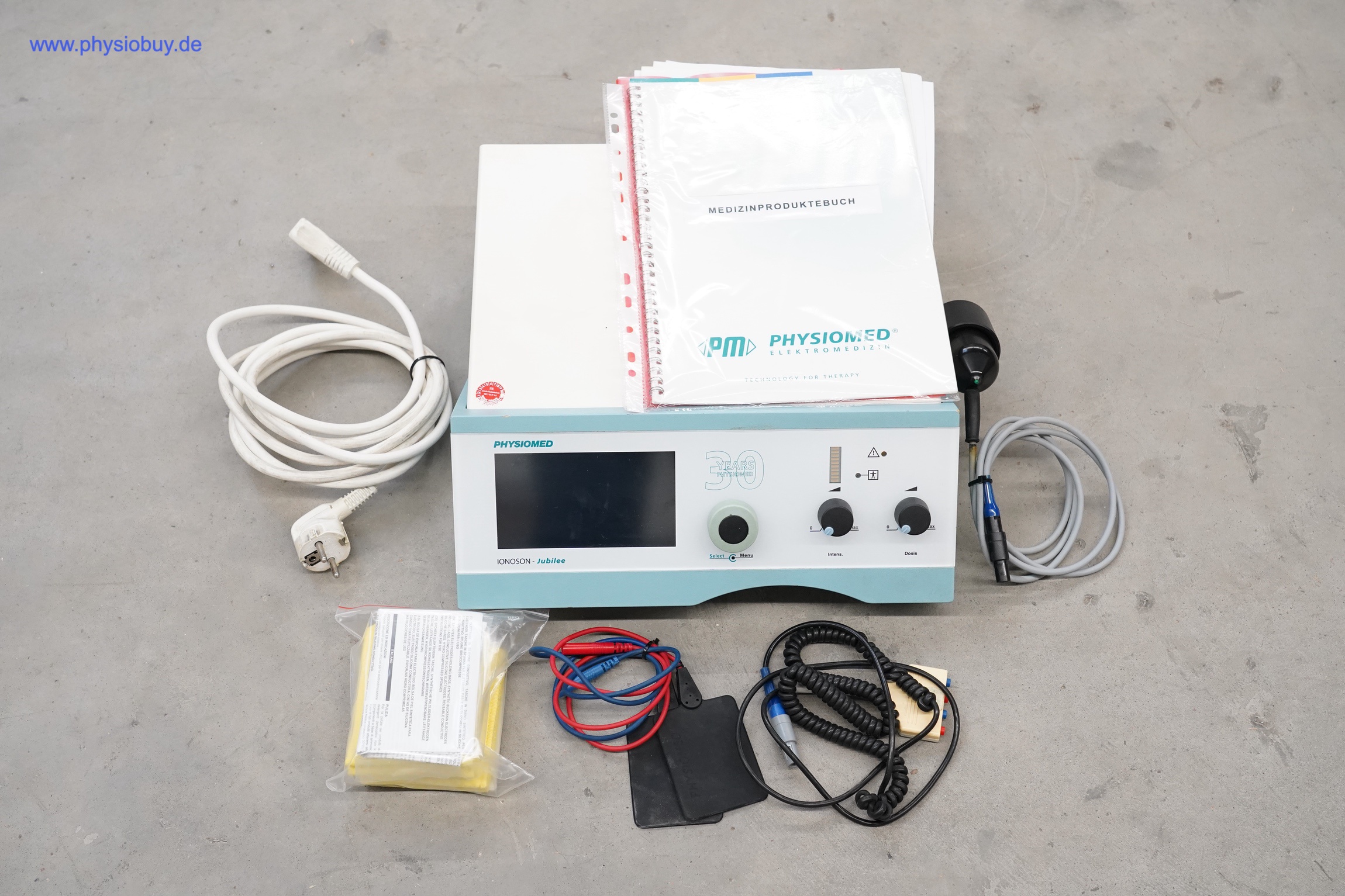 Physiomed Ionoson Jubilee Kombinationsgerät mit Zubehör wie Kabeln und Elektroden