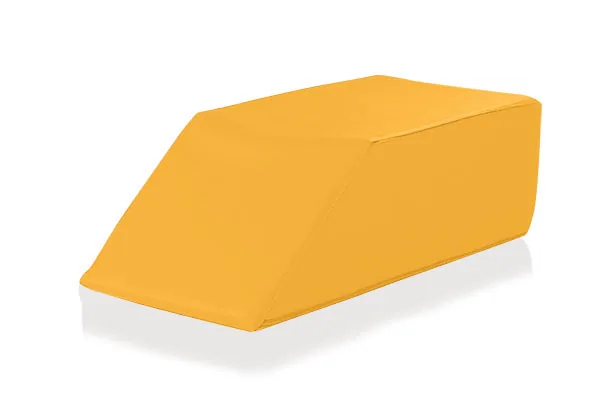 Keilwürfel 70 x 22 x 19 cm mit 1 Beinmulde in Gelb, von schräg vorne