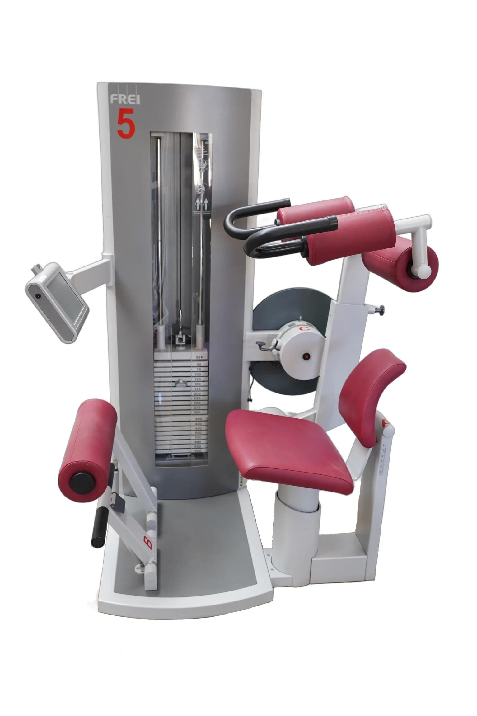 Bauch-/Rückentrainer FREI Genius ECO mit dunkelrotem Sitz, Kombigerät