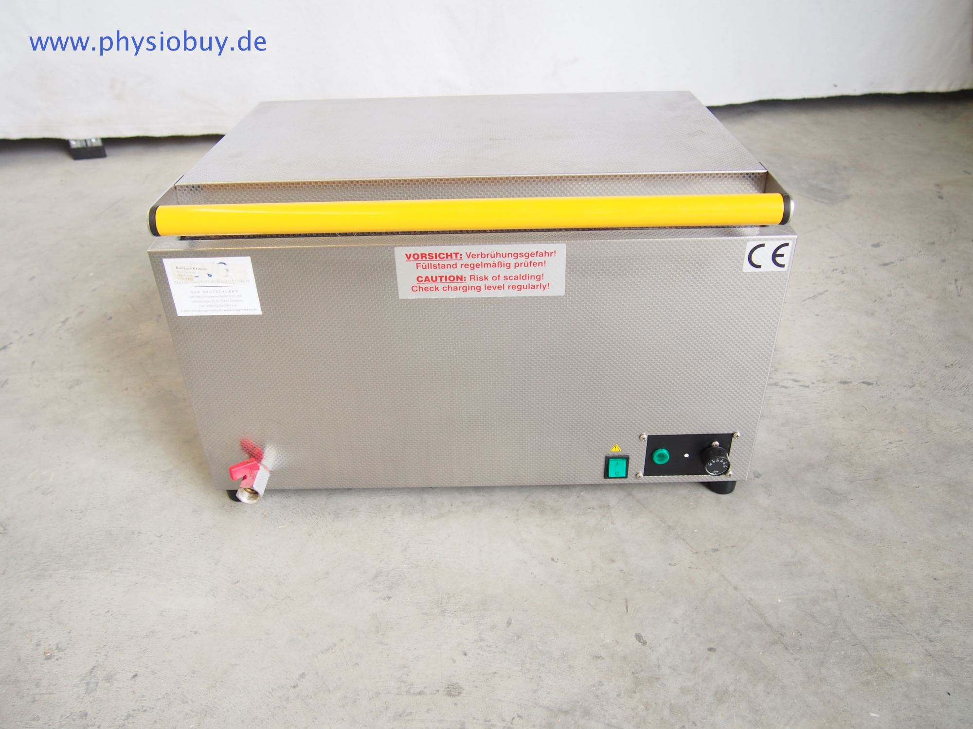 Heuser Wasserbad WB4-30/4 aus Edelstahl mit gelbem Deckelrand