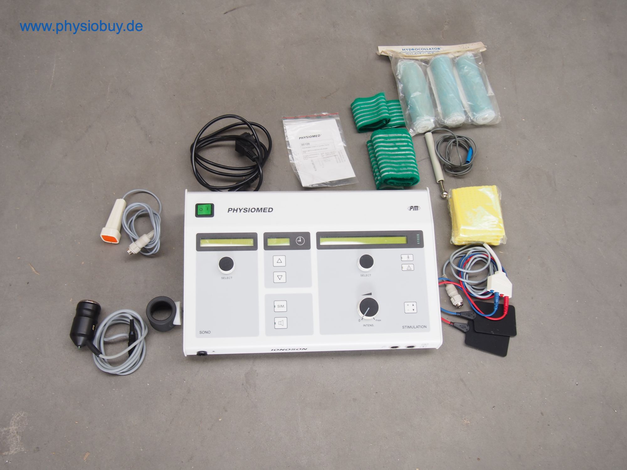 Physiomed Ionoson Elektrokombigerät mit Ultraschallkopf und Zubehör