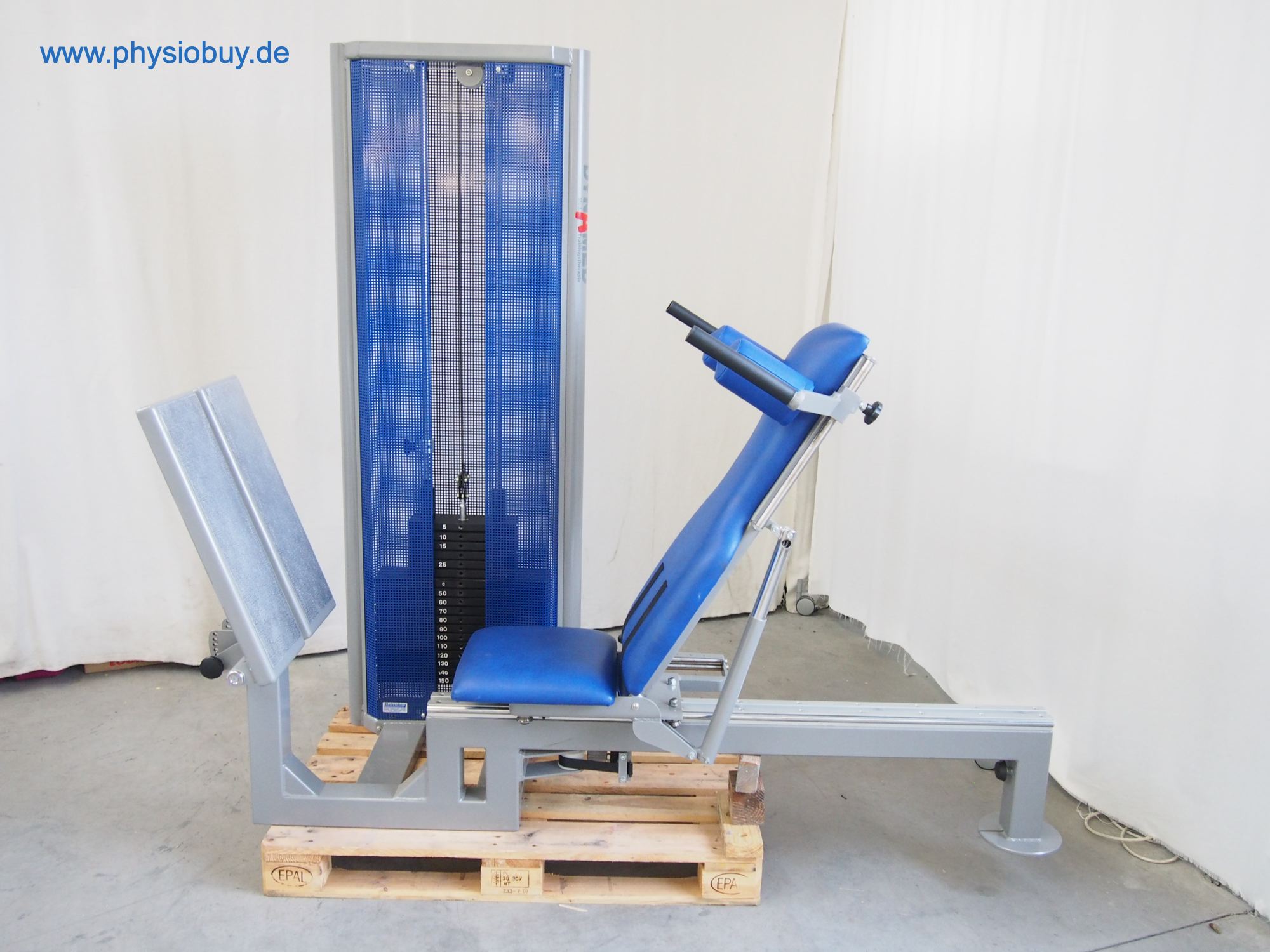 Stolzenberg Dynamed Funktionsstemme mit blauer Polsterung und Gewichtsstapel