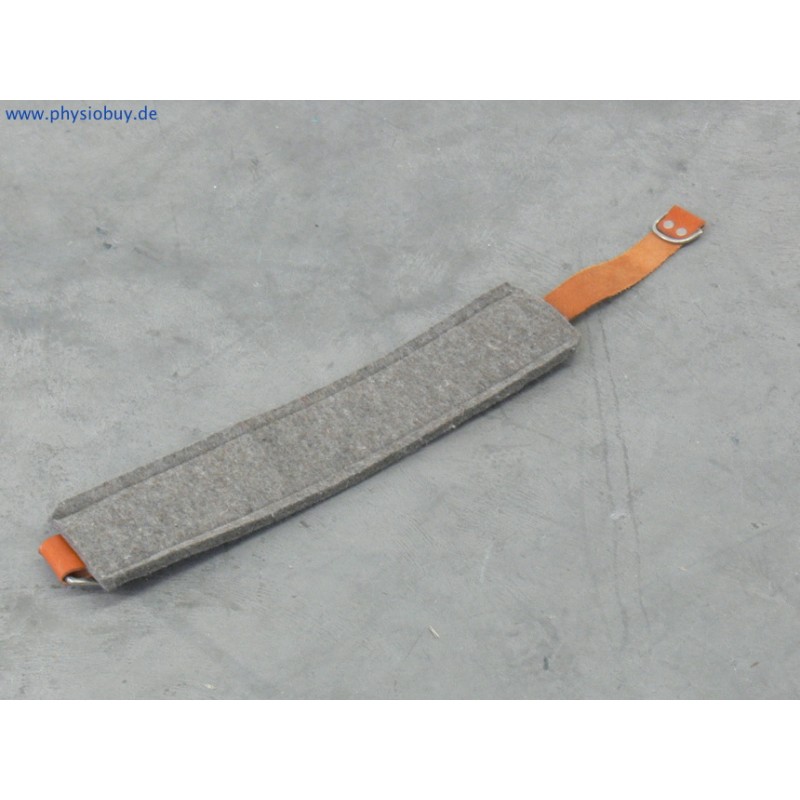 FREI Fußmanschette, graue Filzmanschette mit orangefarbenem Lederriemen