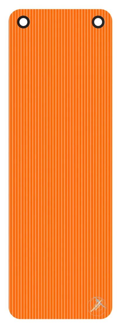 Gymnastikmatte ProfiGymMat 180 x 60 cm in Orange mit zwei Ösen zum Aufhängen, Draufsicht