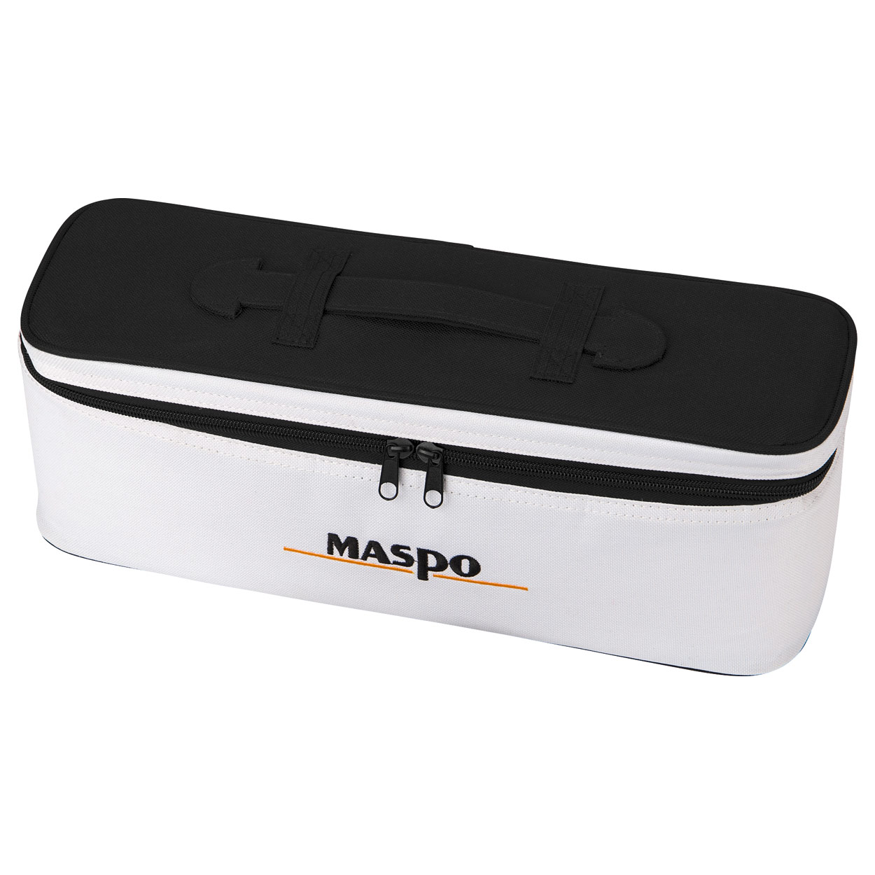 Weiß-schwarze Tragetasche des Maspo Vibramat Großflächenmassagegeräts