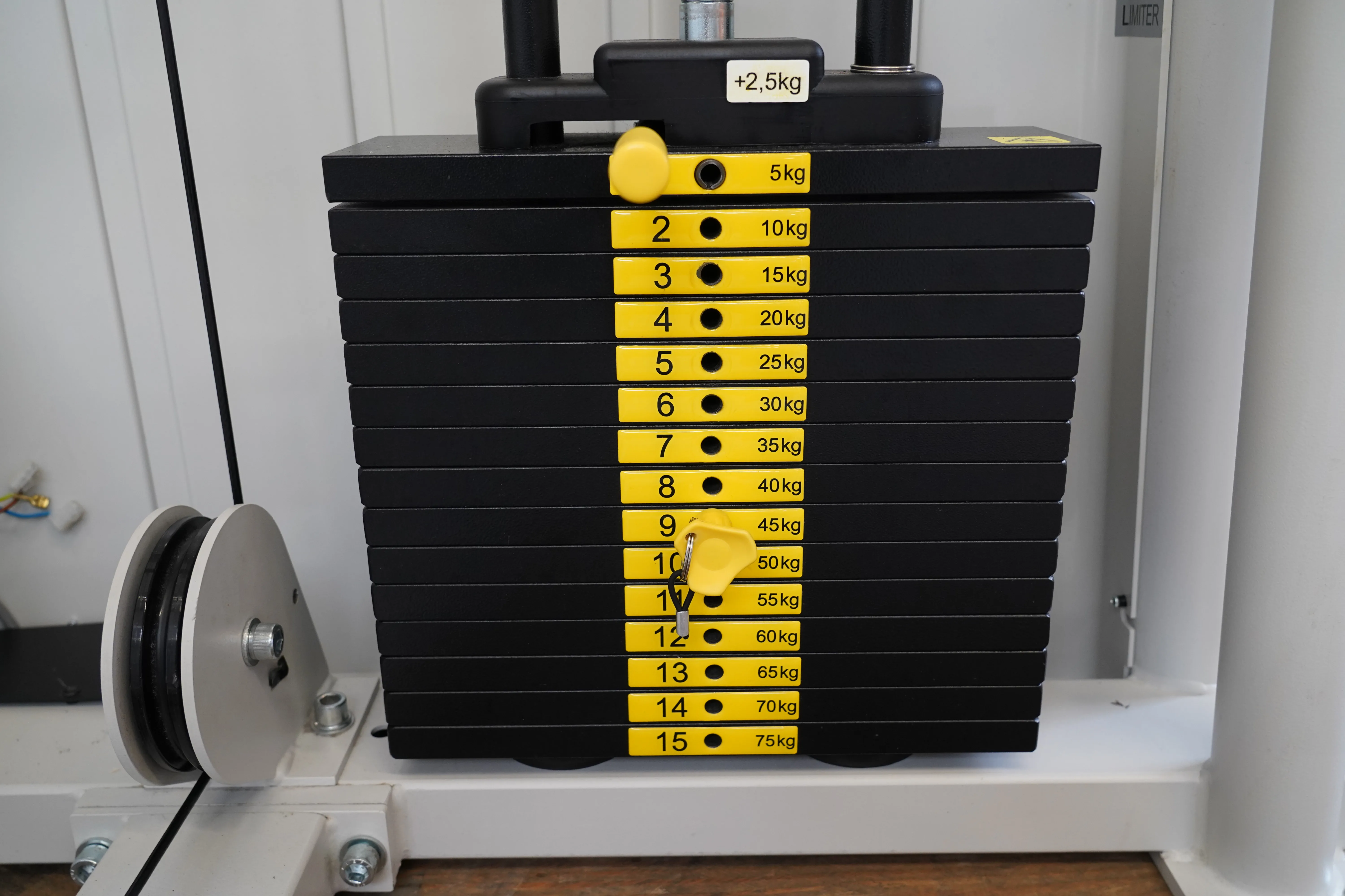 Gewichtsstapel mit Kilogramm-Markierungen 10 bis 75 kg am Ergo-Fit 4100S Gerätepark