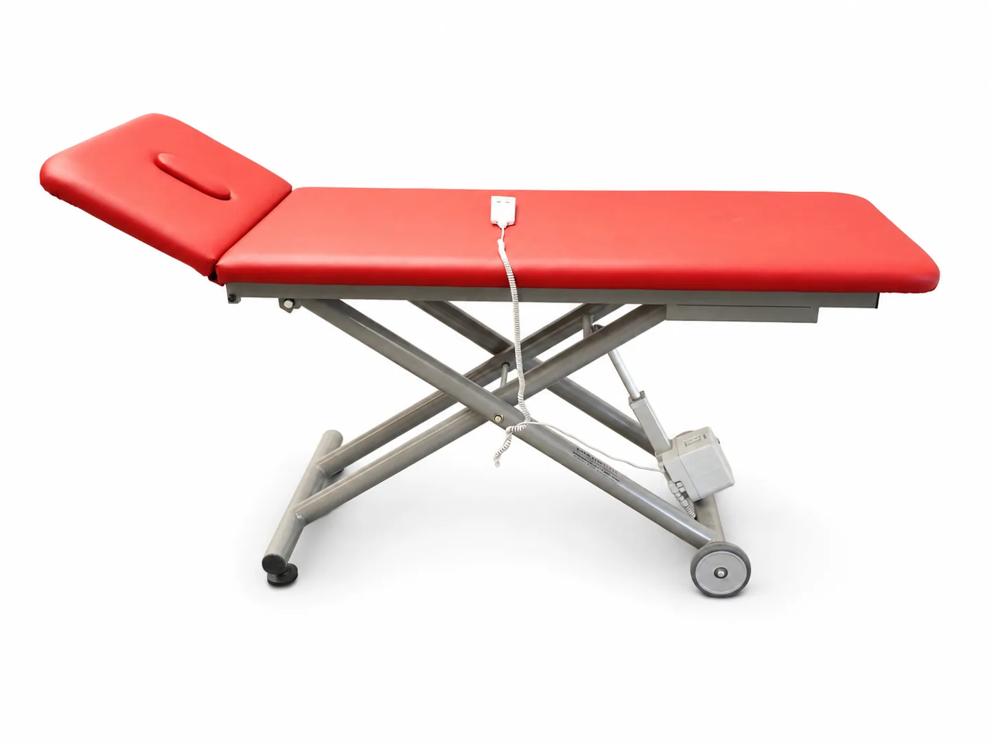 Physiothek Behandlungsliege GAMMA mit rotem Polster, Seitenansicht