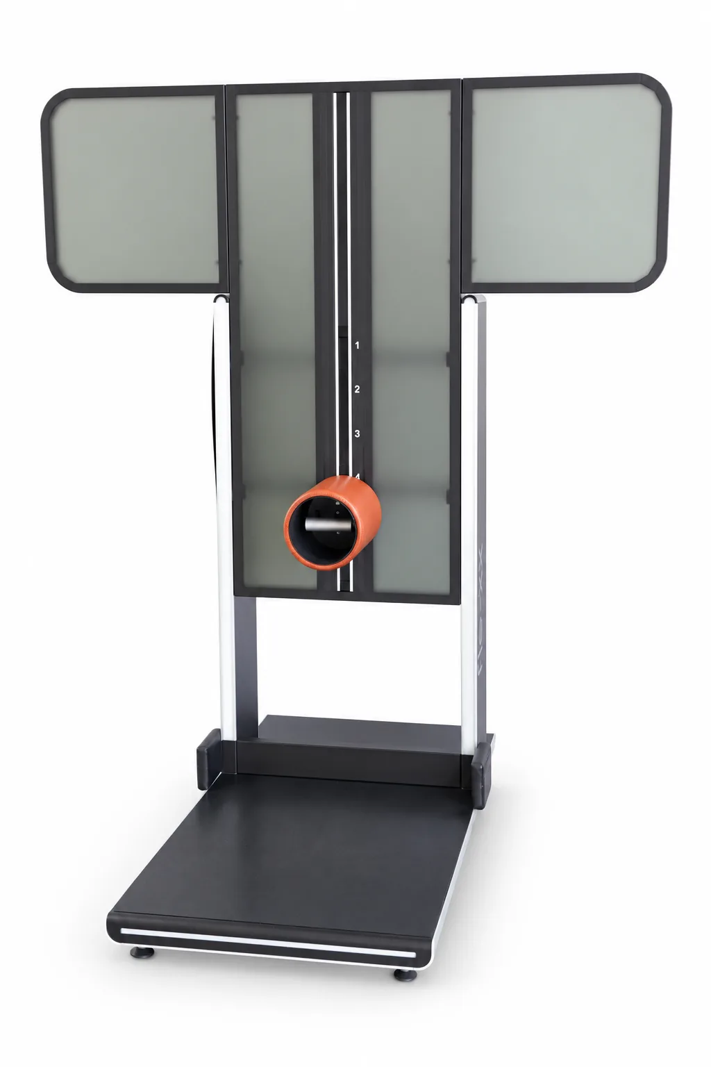fle-xx-Trainingsstation mit zwei Widerstandsflächen und orangefarbenem Griffpolster, Studioaufnahme