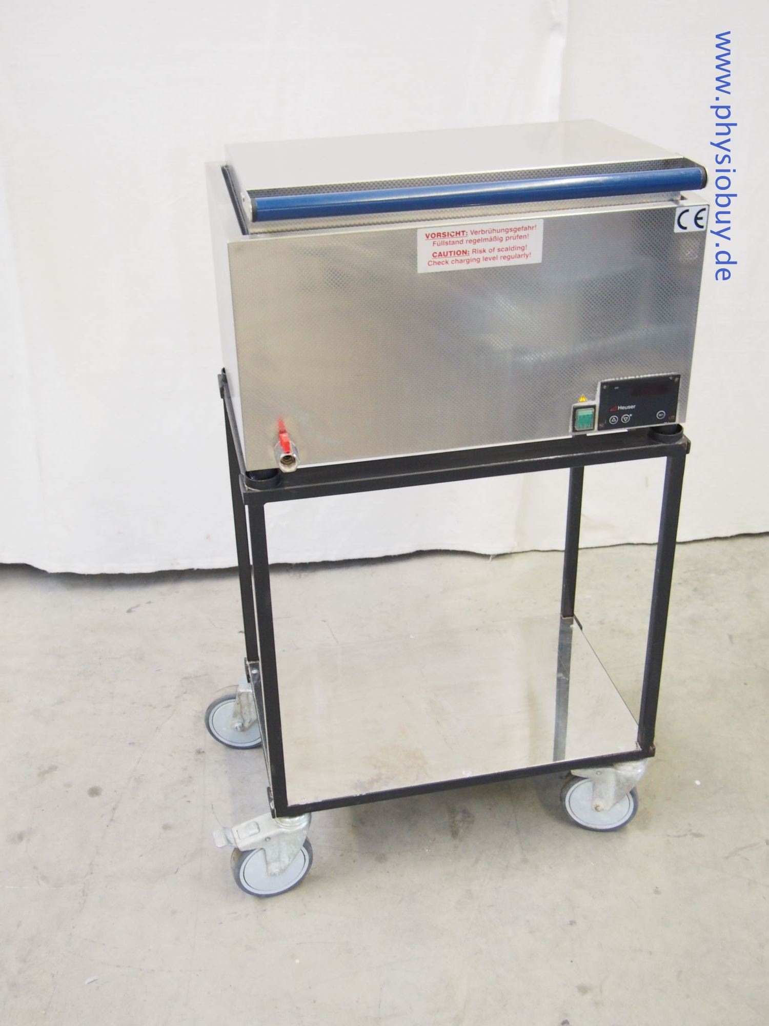 Heuser Wasserbad WB5-30/2 auf fahrbarem Untergestell, Seitenansicht