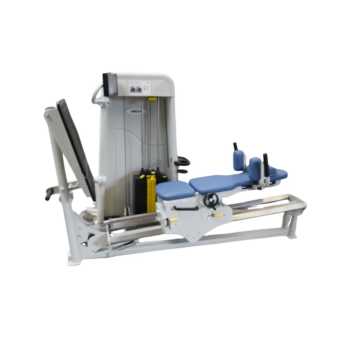 Beinpresse des Ergo-Fit 4100S Gerätepark mit gepolsterter Rückenlehne und Fußplatte, freigestellt