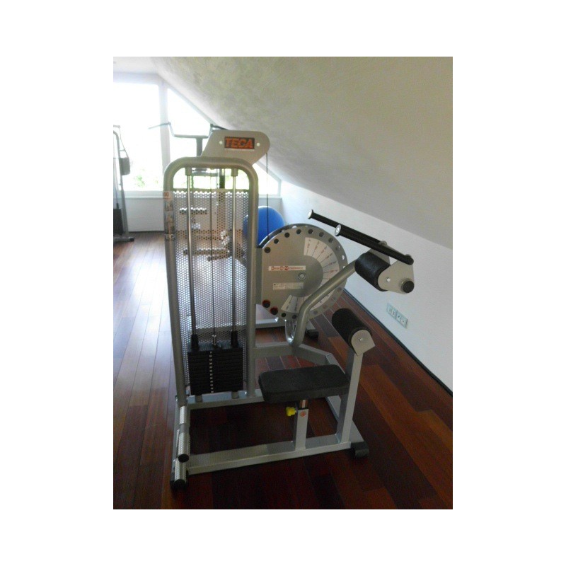 TECA-Bauchtrainer in Silber mit schwarzem Sitzpolster, Seitenansicht