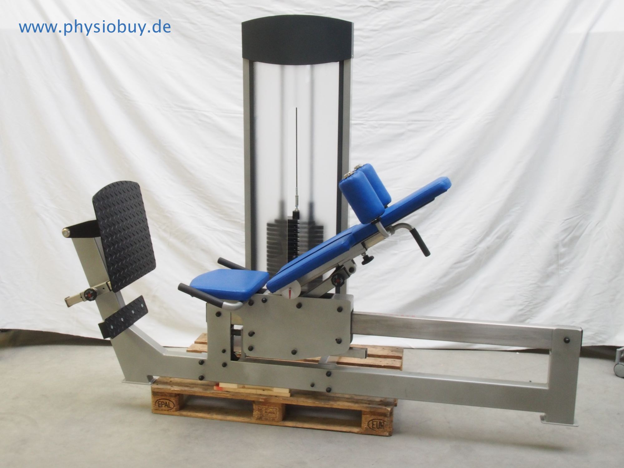 Gebrauchte Funktionsstemme Schupp Dualos mit blauem Polster und Gewichtsturm