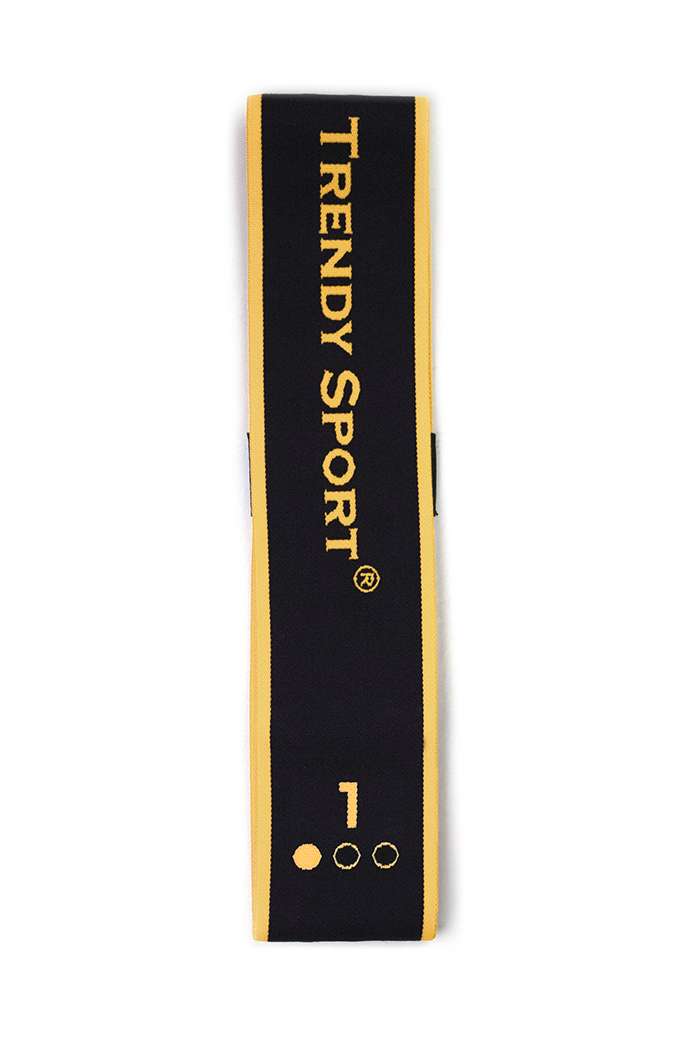 Trendy Hip Loop Fitnessband aus Stoff in Schwarz-Gelb, Widerstandsstufe 1