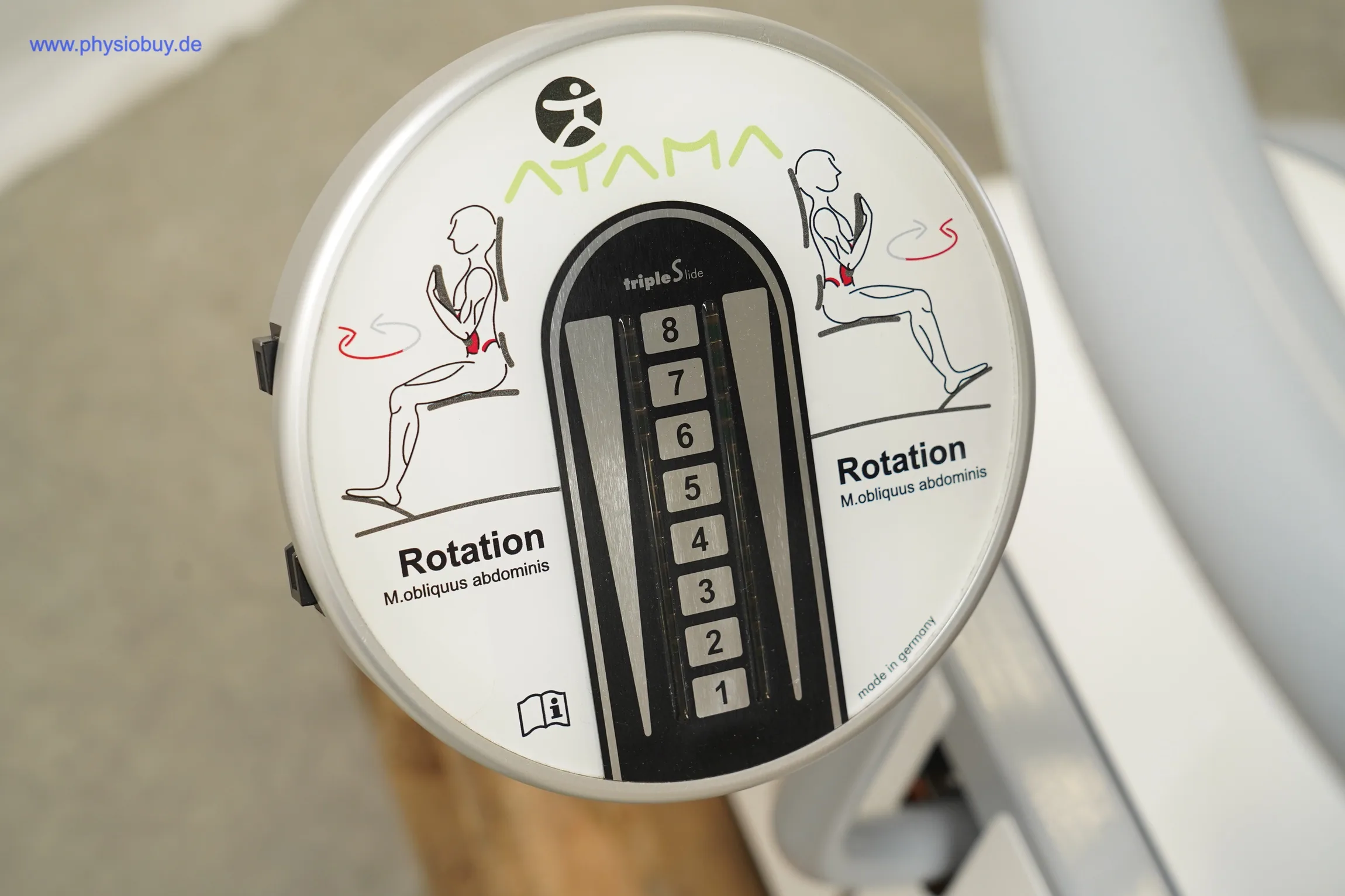 ATAMA Excio Gerätezirkel Highline, Hinweisscheibe "Rotation" mit Gewichtsskala