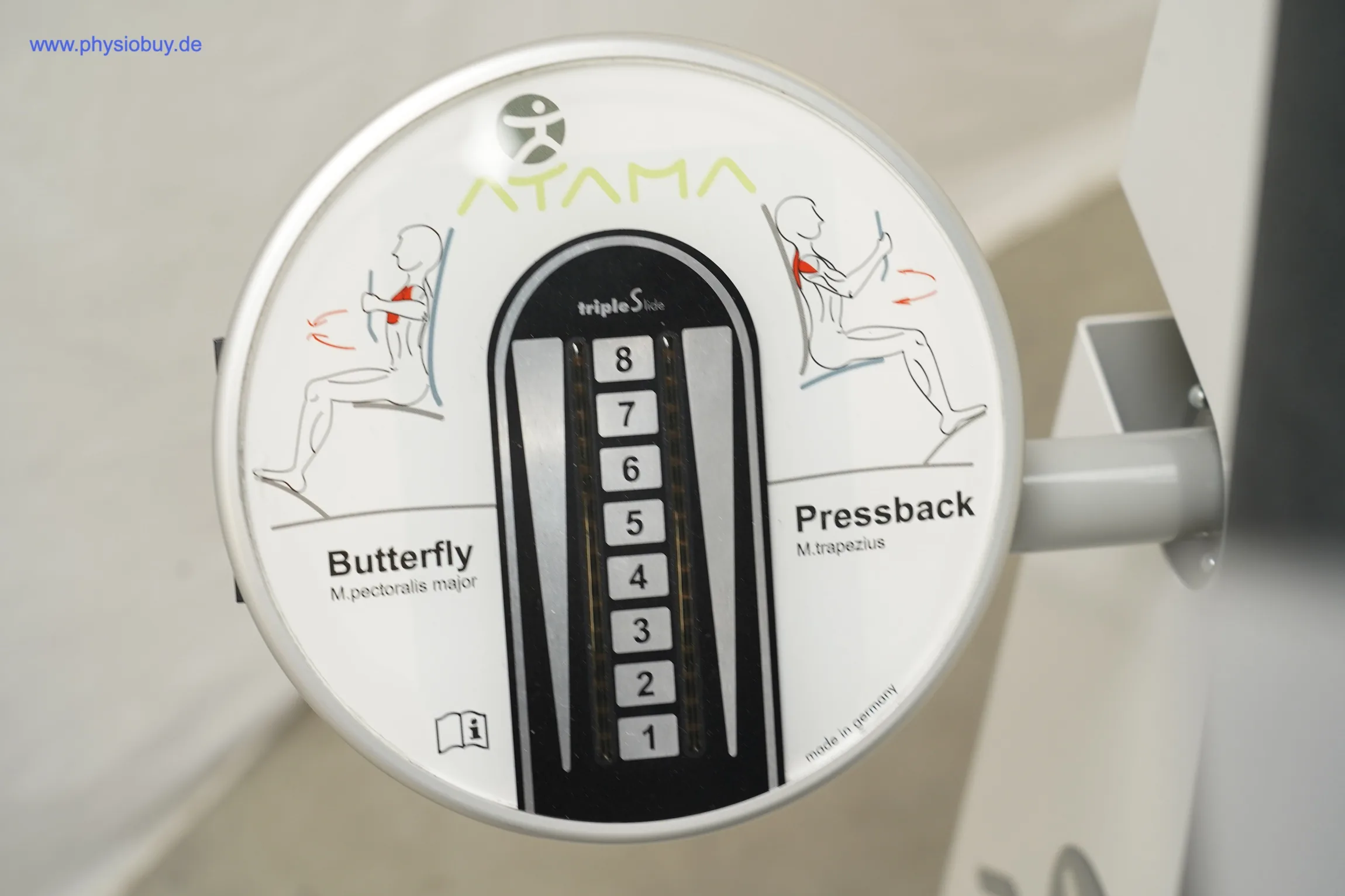 ATAMA Excio Gerätezirkel Highline, Hinweisscheibe "Butterfly/Pressback" mit Gewichtsskala