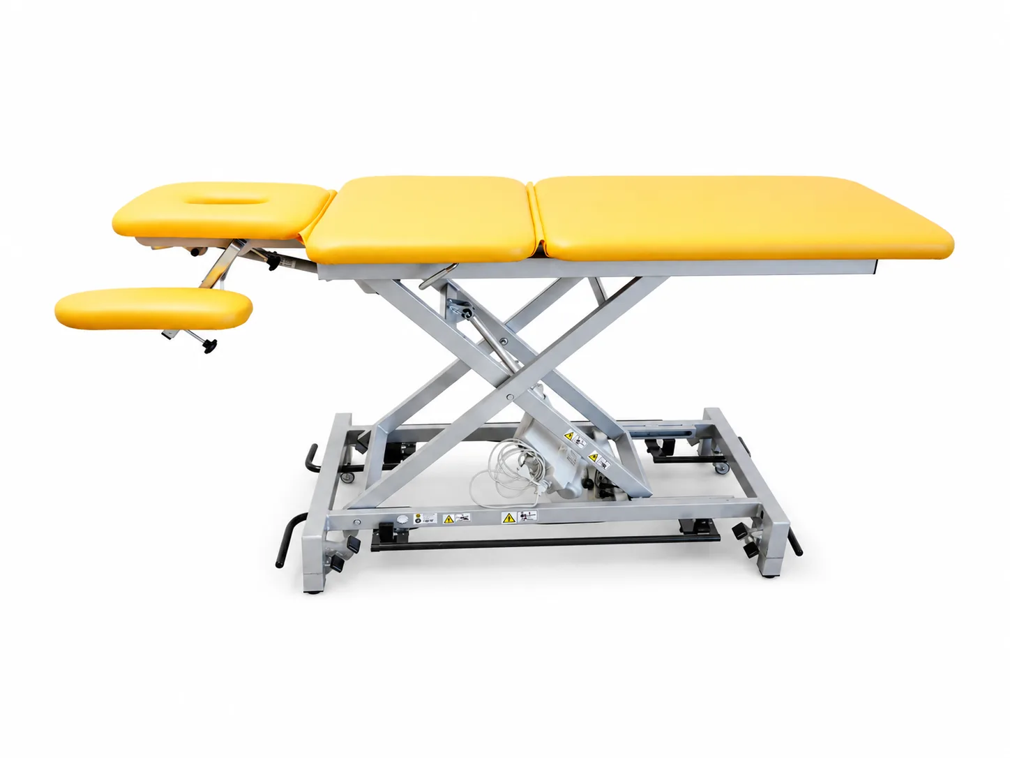 Aruba Vento Therapieliege elektrisch mit gelbem Polster, Seitenansicht