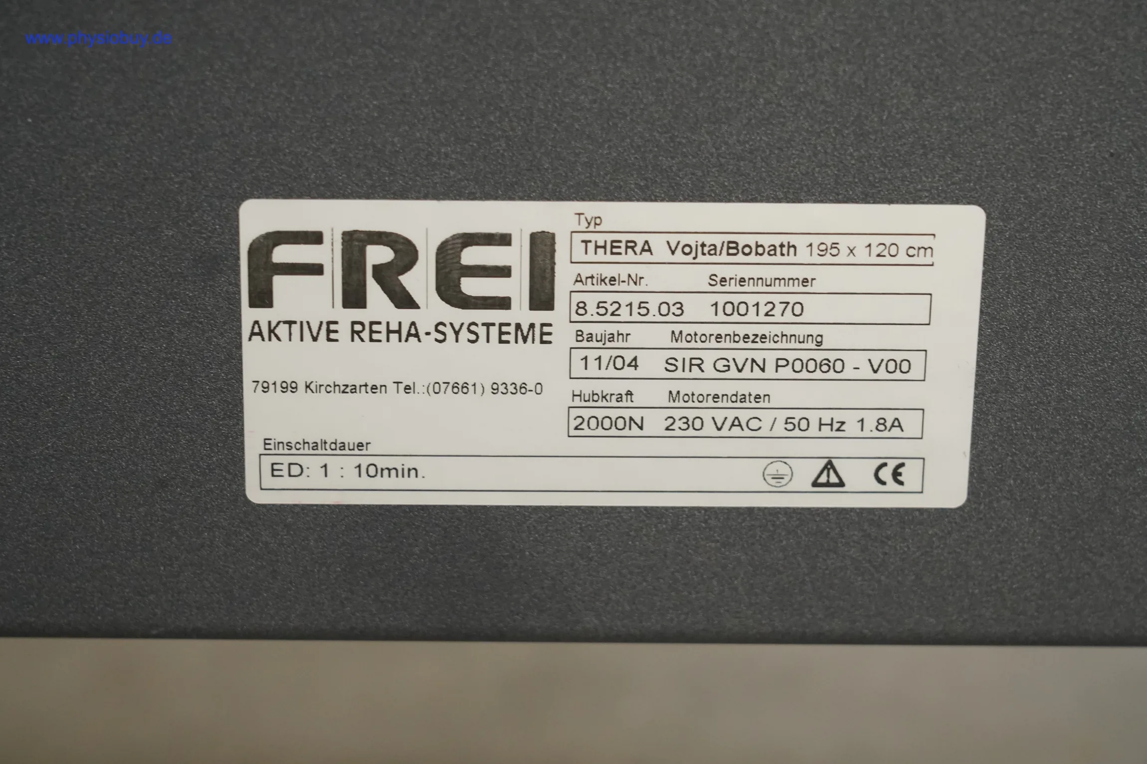 FREI Thera Vojta/Bobathliege mit verstellbarem Kopfteil - gebraucht