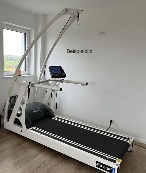 Beispielbild: HP-Cosmos Laufband mit montiertem Sicherheitsbügel in einem Wohnraum