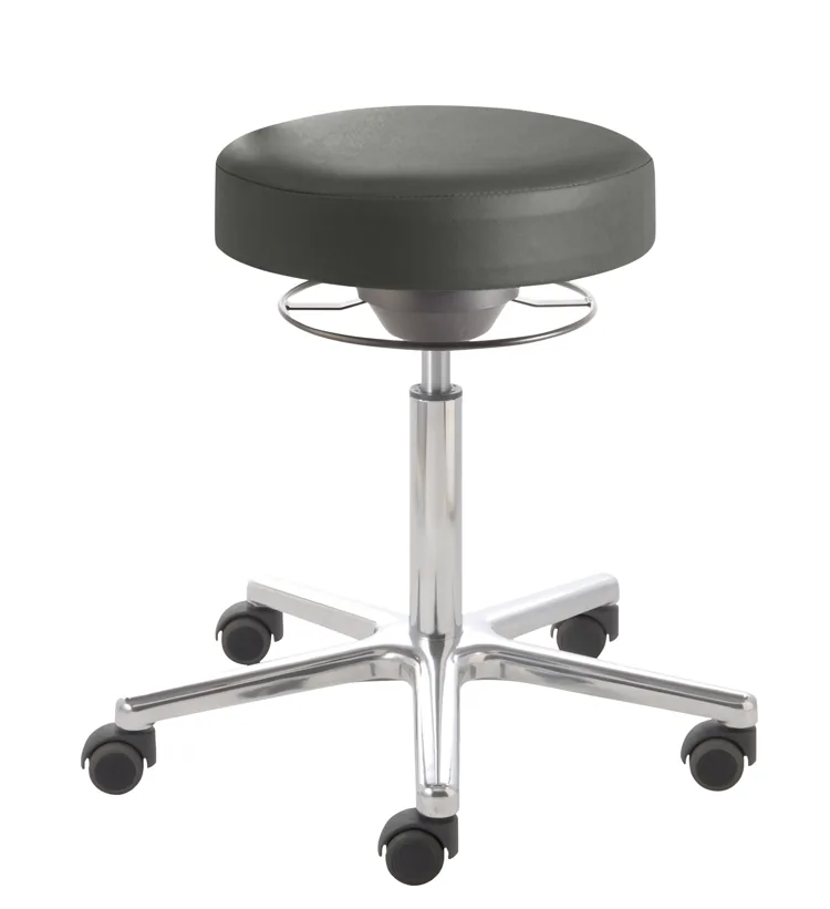 Balance-Hocker mit beweglicher Sitzfläche in Anthrazit, Aluminium-Fußkreuz mit Rollen