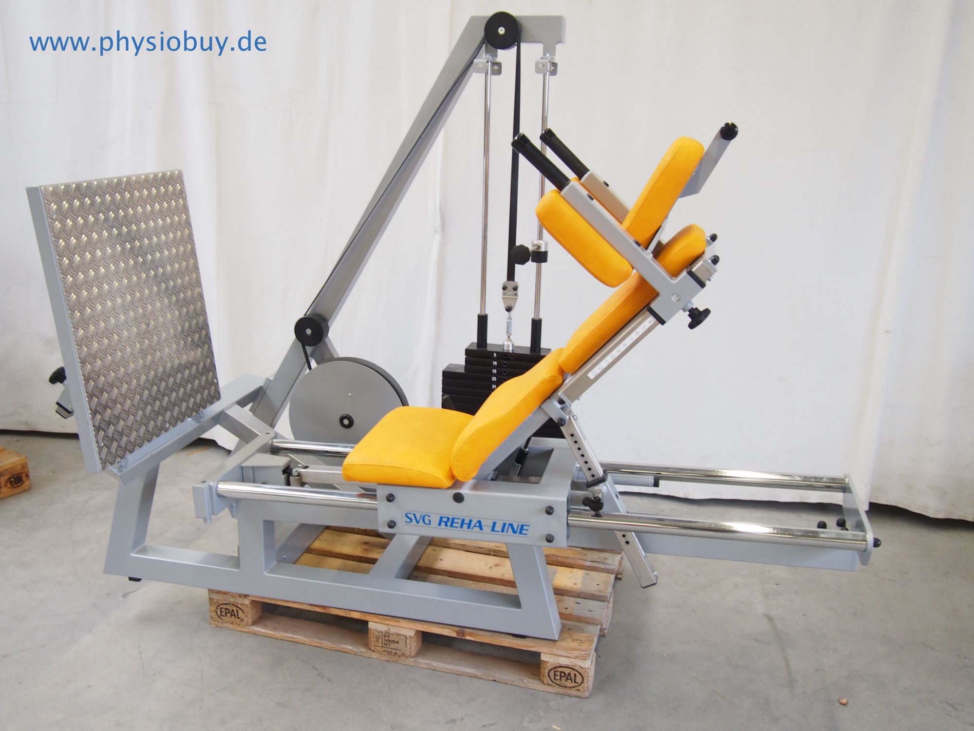 SVG RehaLine Funktionsstemme mit gelbem Polster und Seilzugsystem