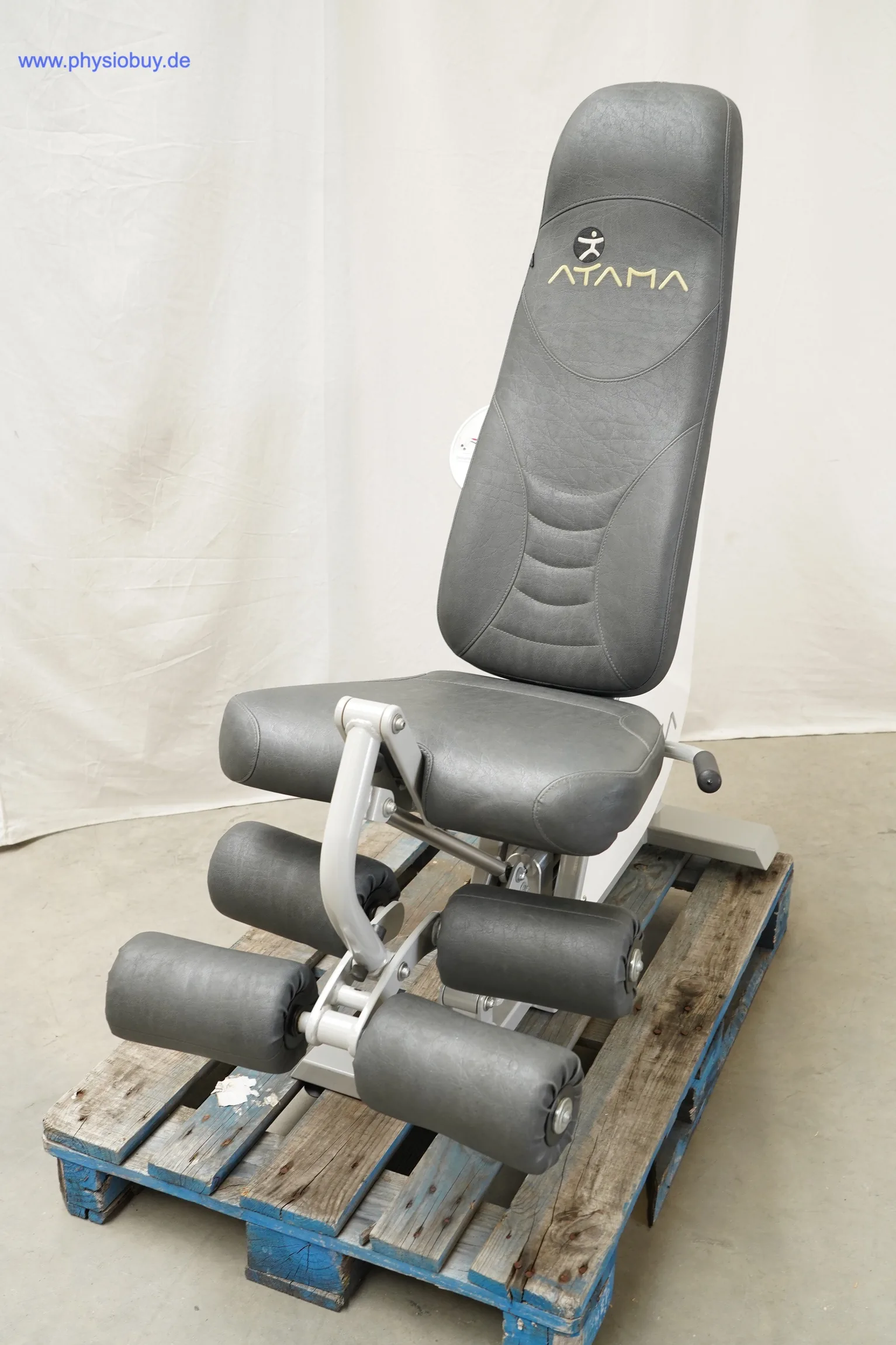 ATAMA Excio Gerätezirkel Highline, Beinstrecker/-beuger mit grauen Polsterrollen, Gesamtansicht