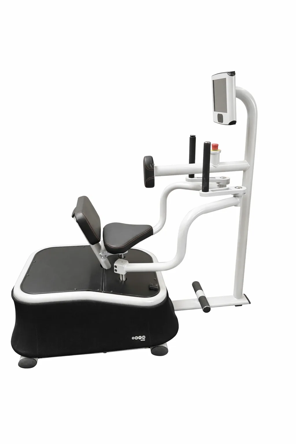 eGym Butterfly Reverse mit schwarzer Sitzfläche und weißen Armbügeln, Gesamtansicht