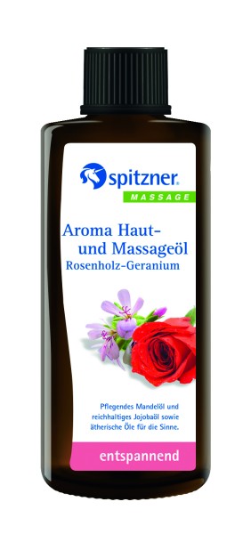 NEU Spitzner Rosenholz-Geranium Aroma Haut- und Massageöl, 190 ml